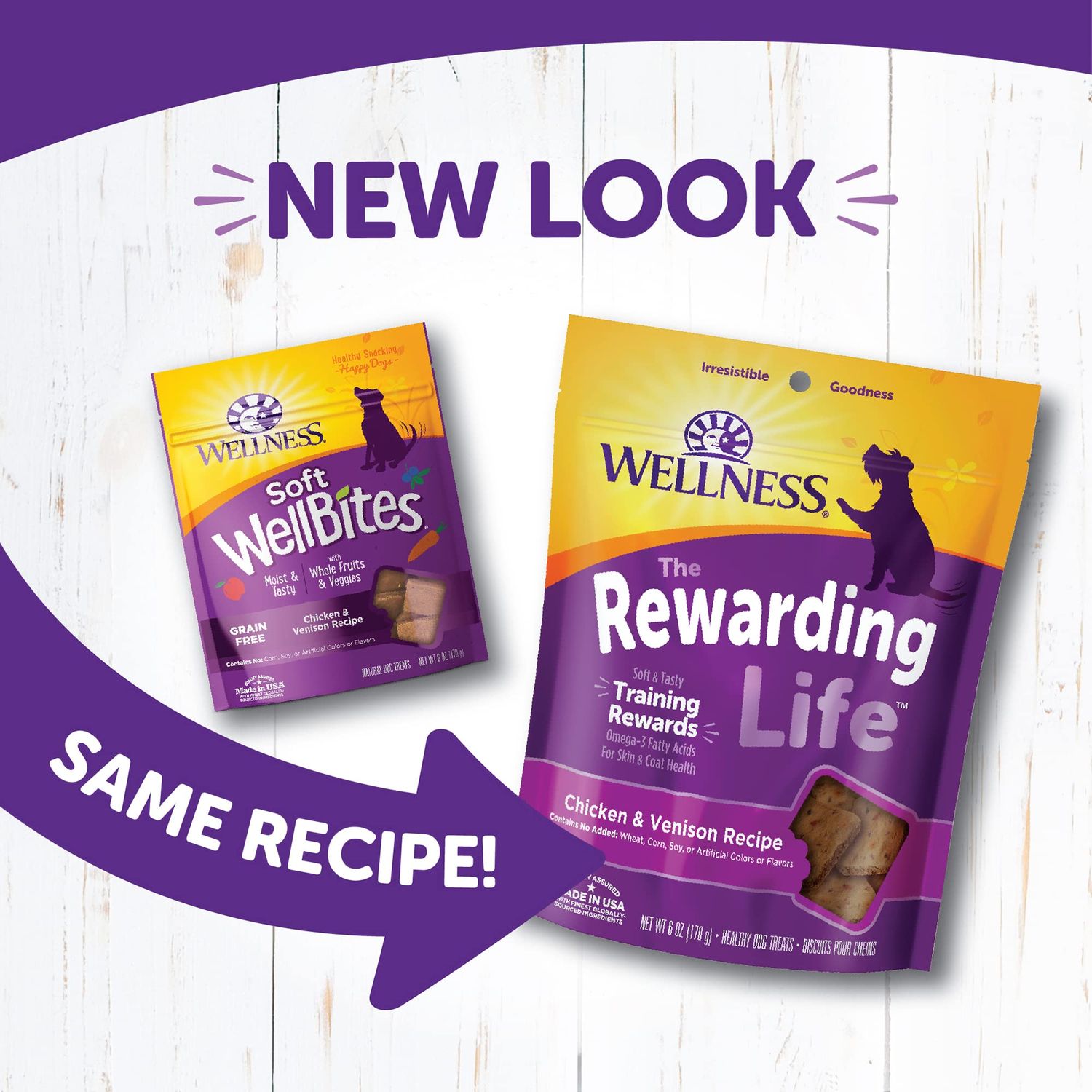 Wellness Rewarding Life Grain-Free Soft Dog Treats, Made in USA with Natural Ingredients, Ideal for Training (Chicken & Venison Recipe, 6-Ounce Bag)