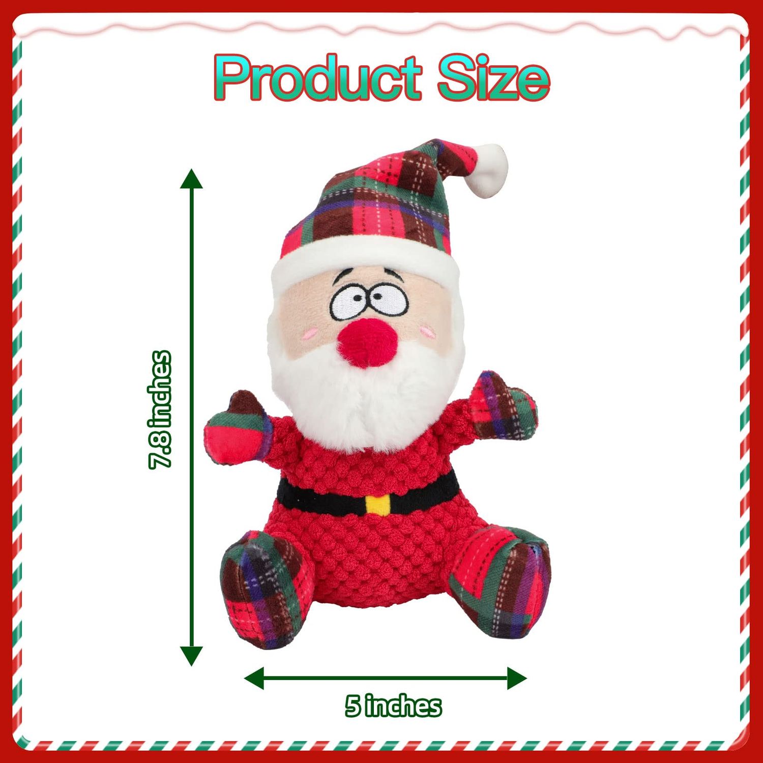 YUEPET Christmas Dog Squeaky Toys, Plush Dog Toys for Cleaning Teeth, Funny Santa Interactive Dog Toys Suitable for Puppies Small Medium Dogs