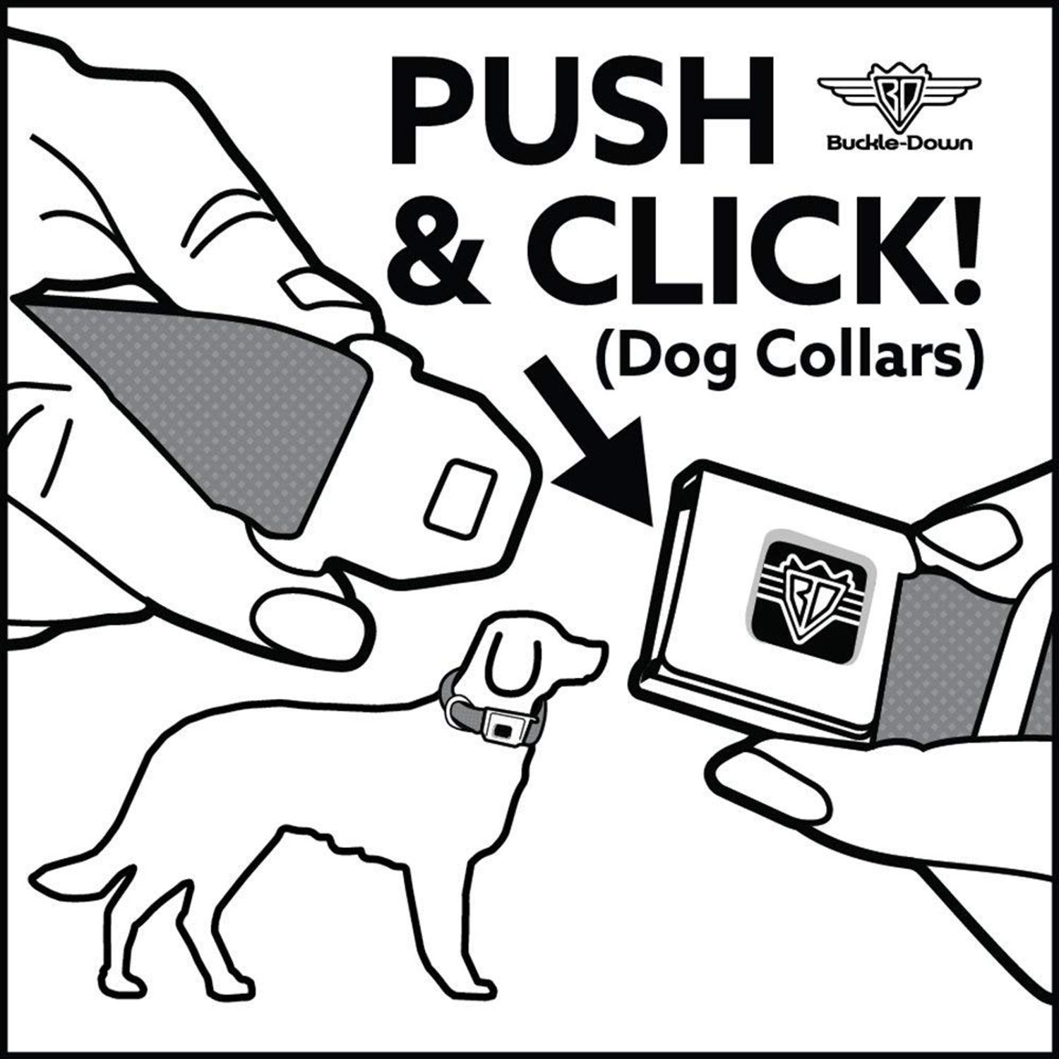 Buckle-Down Seatbelt Buckle Dog Collar - Death or Glory CLOSE-UP Black - 1.5" Wide - Fits 13-18" Neck - Small