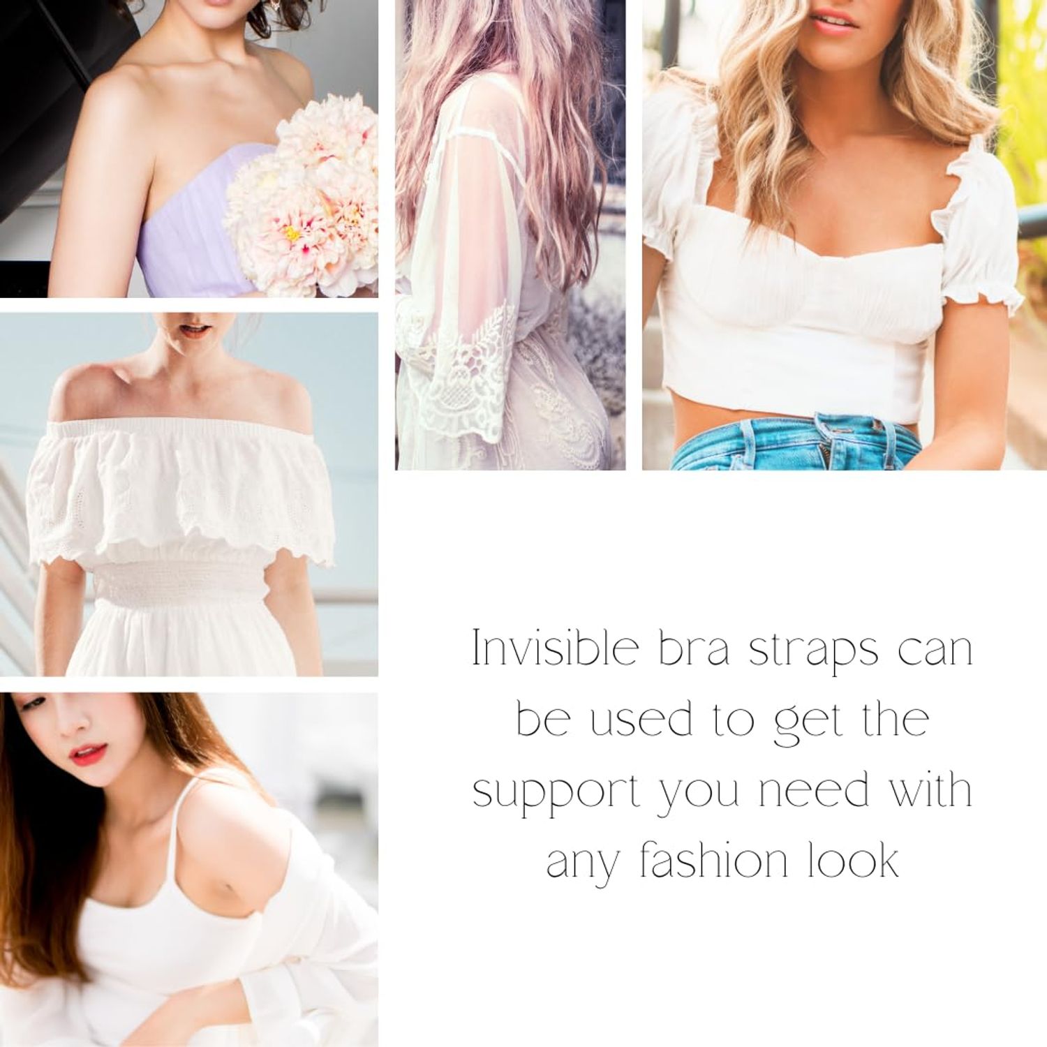 Invisible Bra Straps | 3 Pairs Clear Bra Straps Non-Slip Adjustable for Strapless Bra