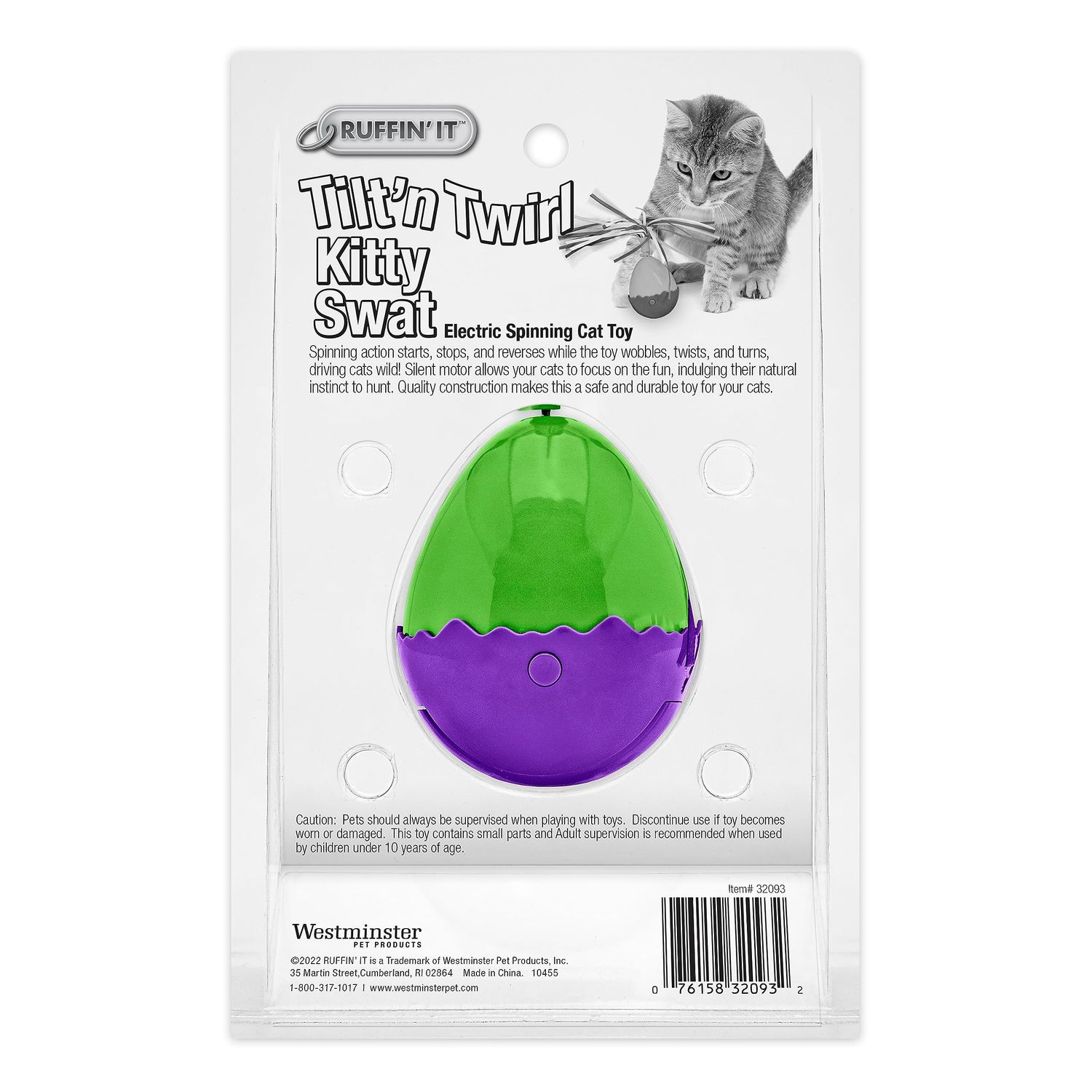 RUFFIN' IT Tilt 'n Twirl Kitty Swat Electric Spinning Cat Toy