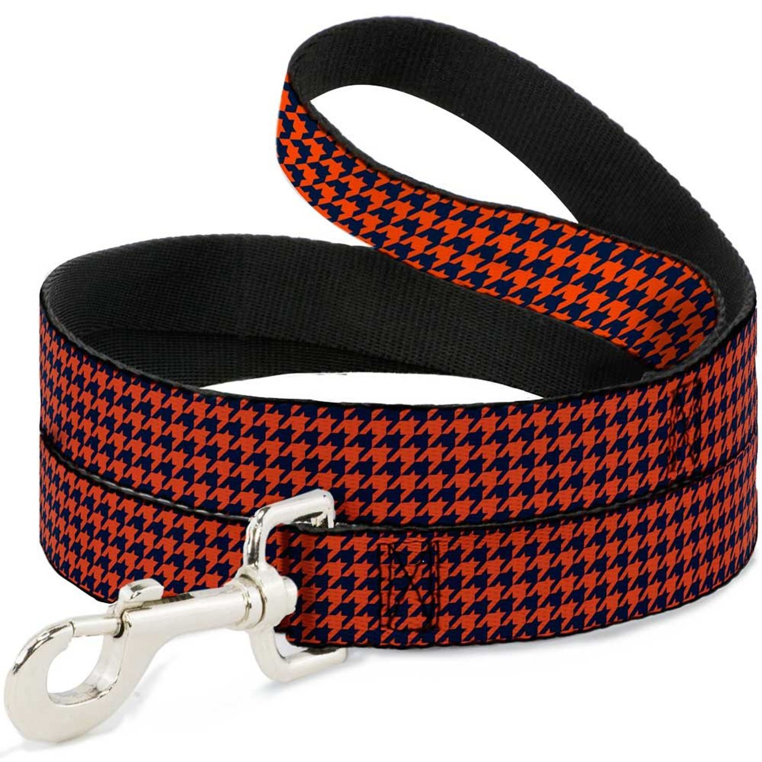 Dog Leash Houndstooth Orange Blue 4 Feet Long 0.5 Inch Wide