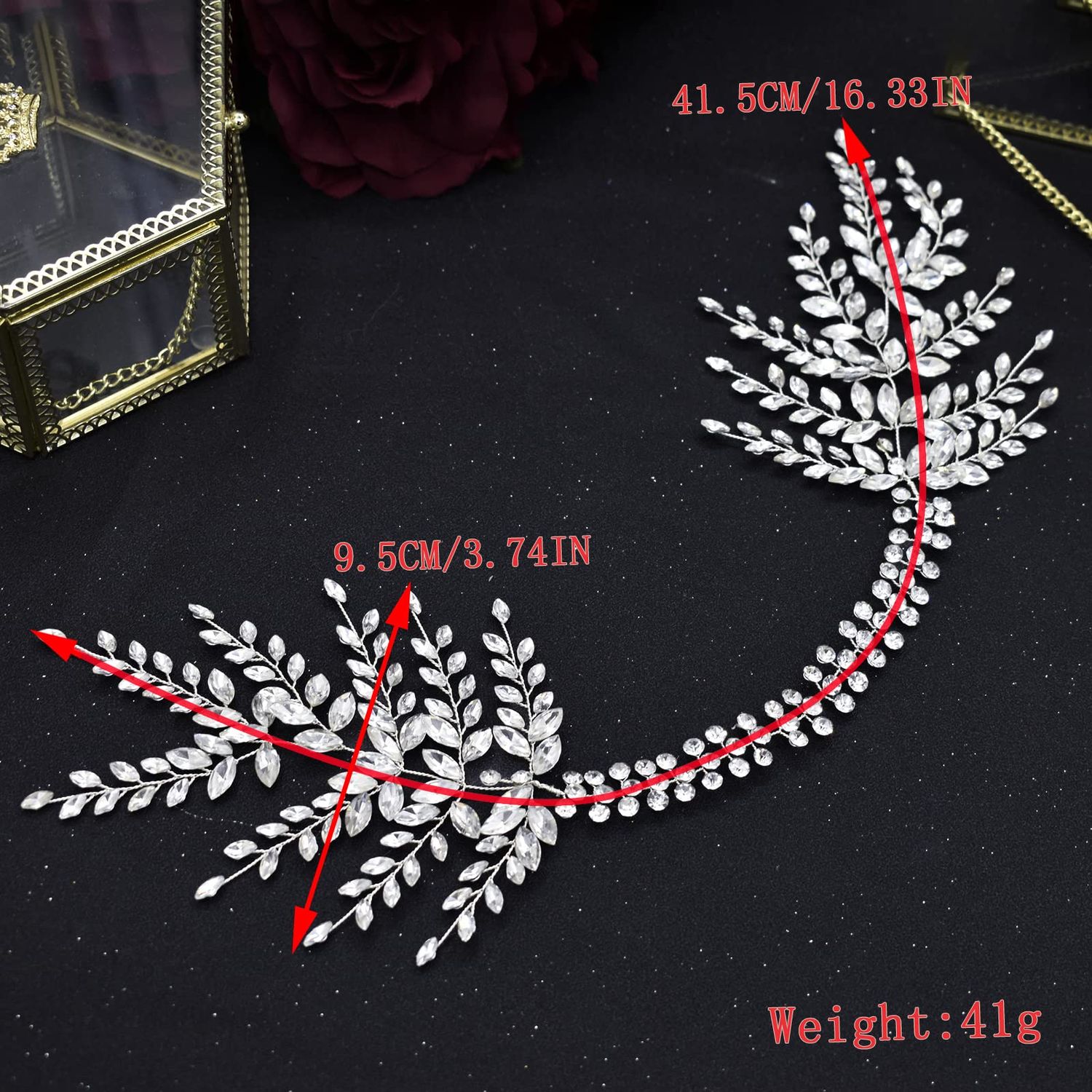 LOVFOIVER Bride Headpieces for Wedding, Rhinestone Bridal Headband, Handmade Wedding Hair Accessories for Brides