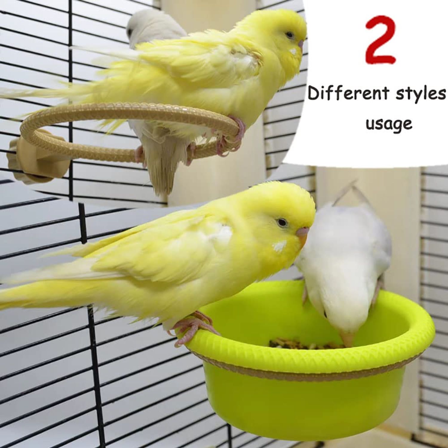 Bird Bath for Cage-4.7" Multi-Function Universal Style Small Tub Bowl for Hang Inside Cage Birdbath Shower for Parrot/Parakeets/Cockatiels/Canary/Budgerigar(Green)