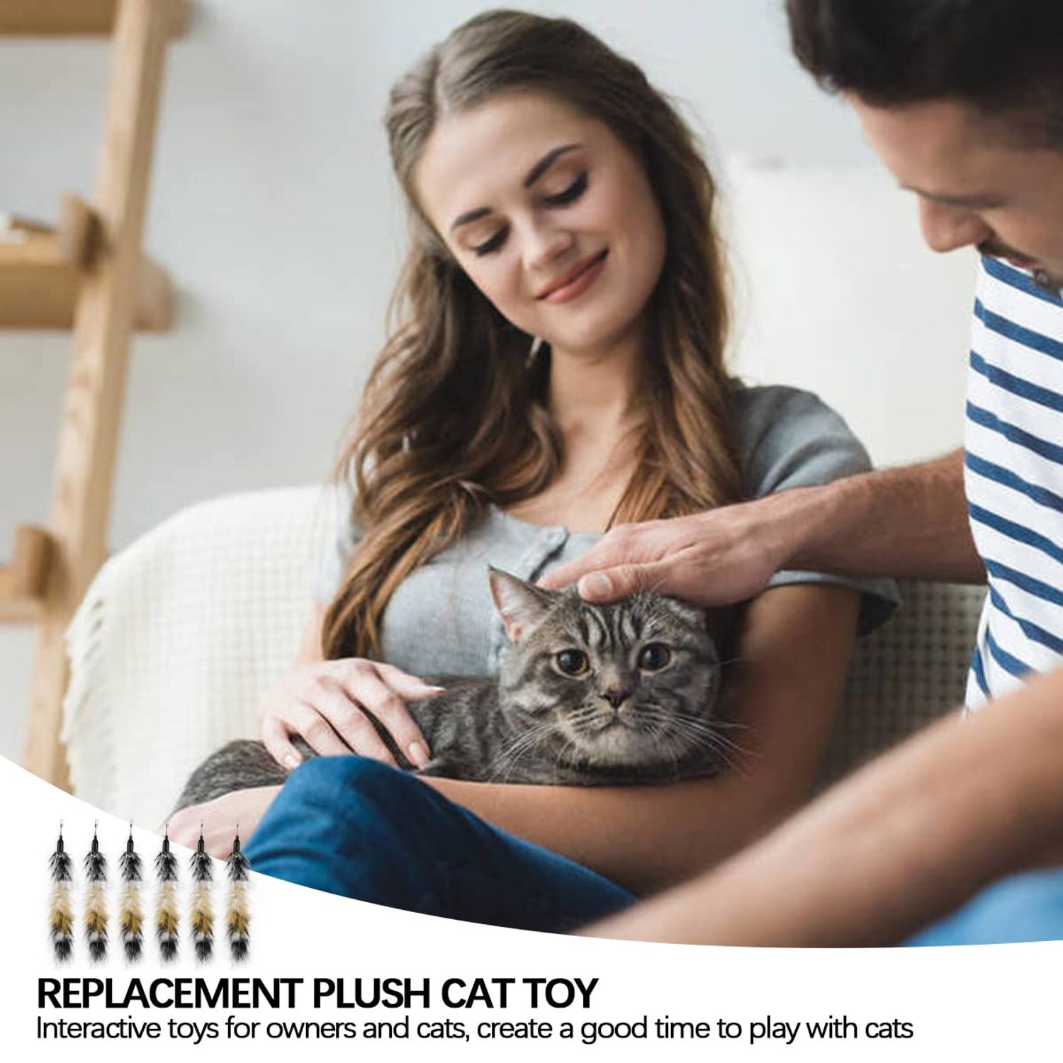 YOLUFER 6 PCS Replacement Plumes Interactive Cat Toy Refills Cat Toy Wand Replacement Teaser Refills for Cat Kitty Toys