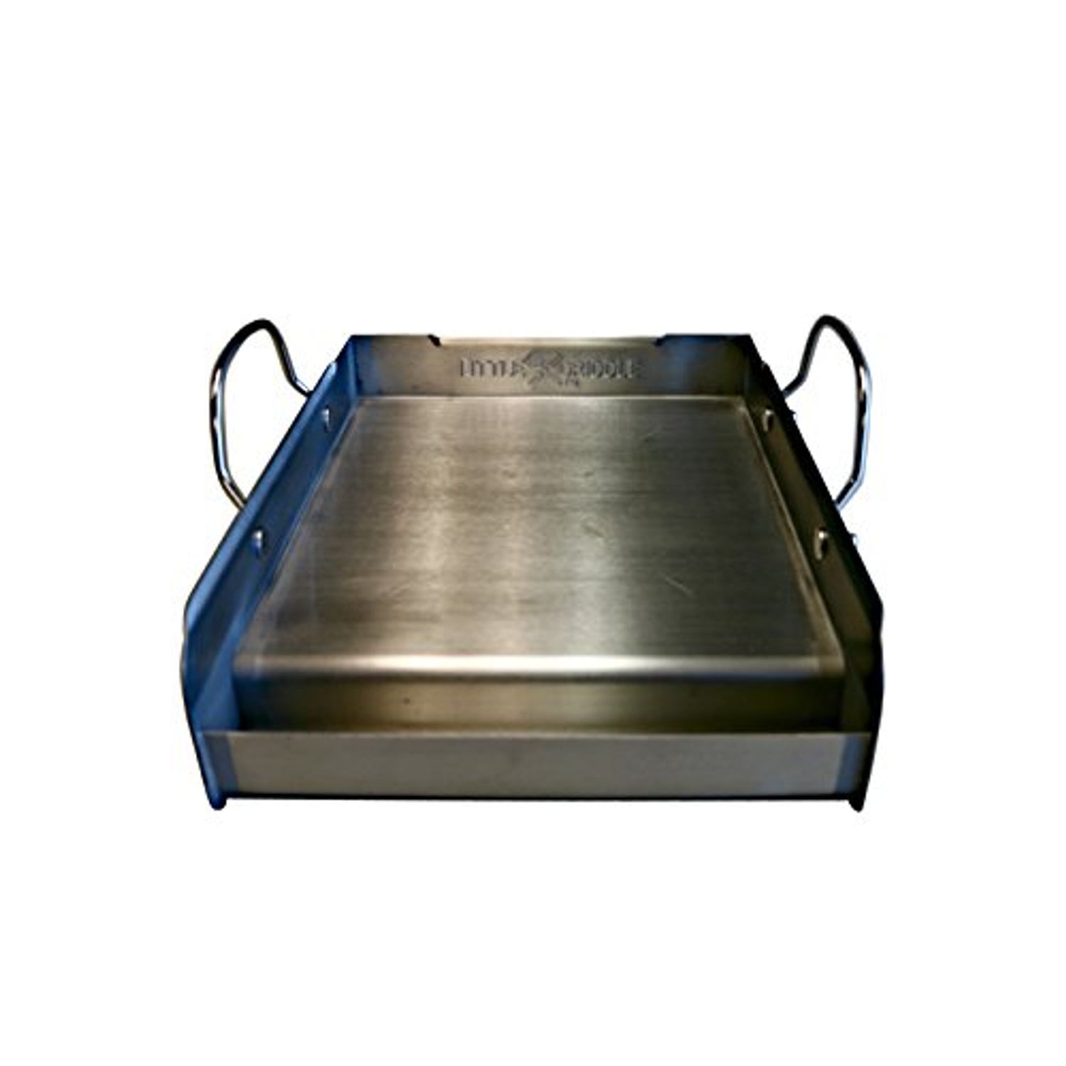 griddle-Q GQ120 100% Stainless Steel Medium-Sized Professional Griddle with Even Heating Bracing and Removable Handles for Charcoal/Gas Grills, Camping, Tailgating, and Parties (14"x16"x6.5")