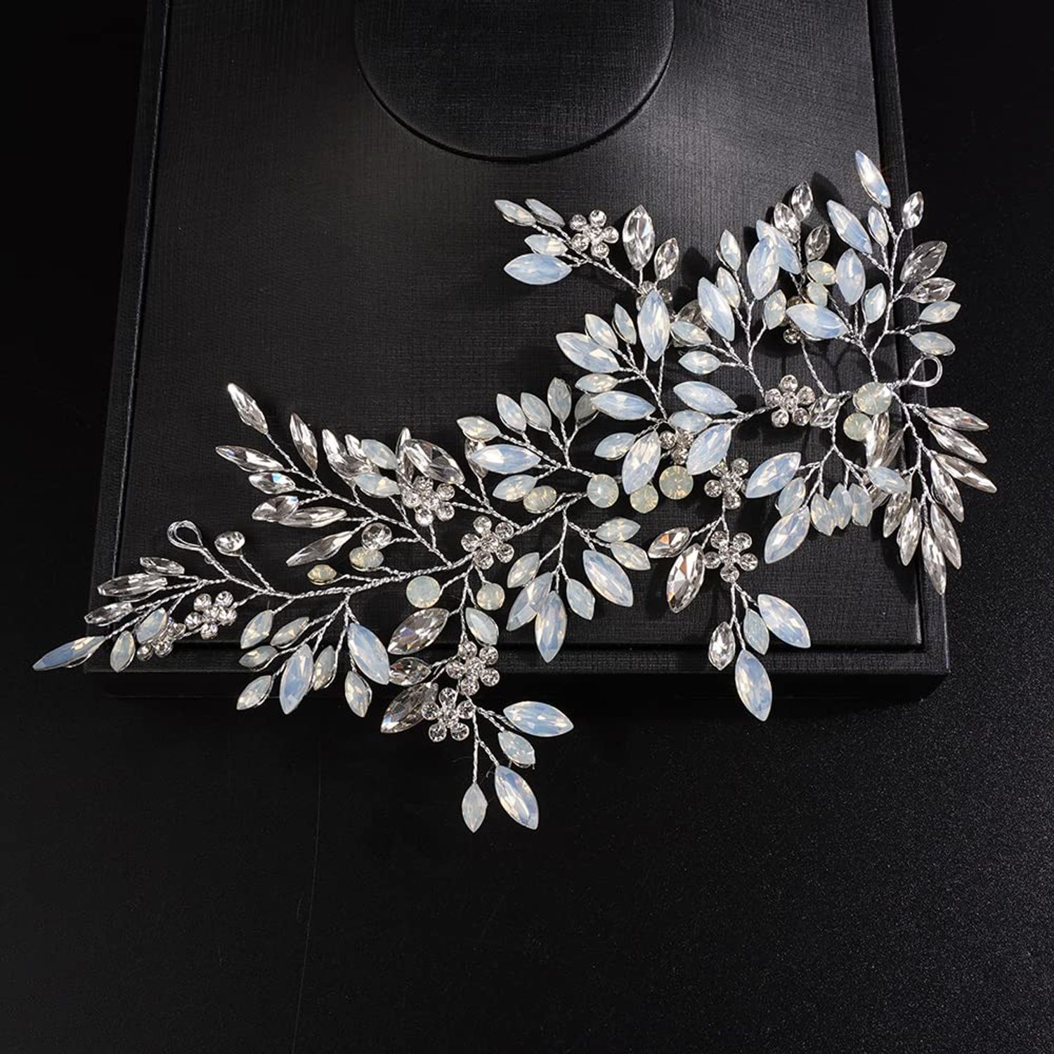 JWICOS Crystal Bridal Headpiece Wedding Headband for Brides Flower Bride Hair Vine Wedding Hair Accessories for Women and Girls