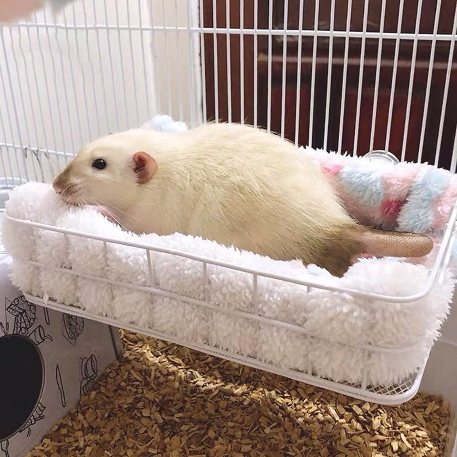 WOLEDOE Rat Cage Platform, All-Metal Basket Chew-Proof Design, Chinchilla Toys and Cage Accessories Ledge Ramp fit Ferret, Guinea Pig, Sugar Glider