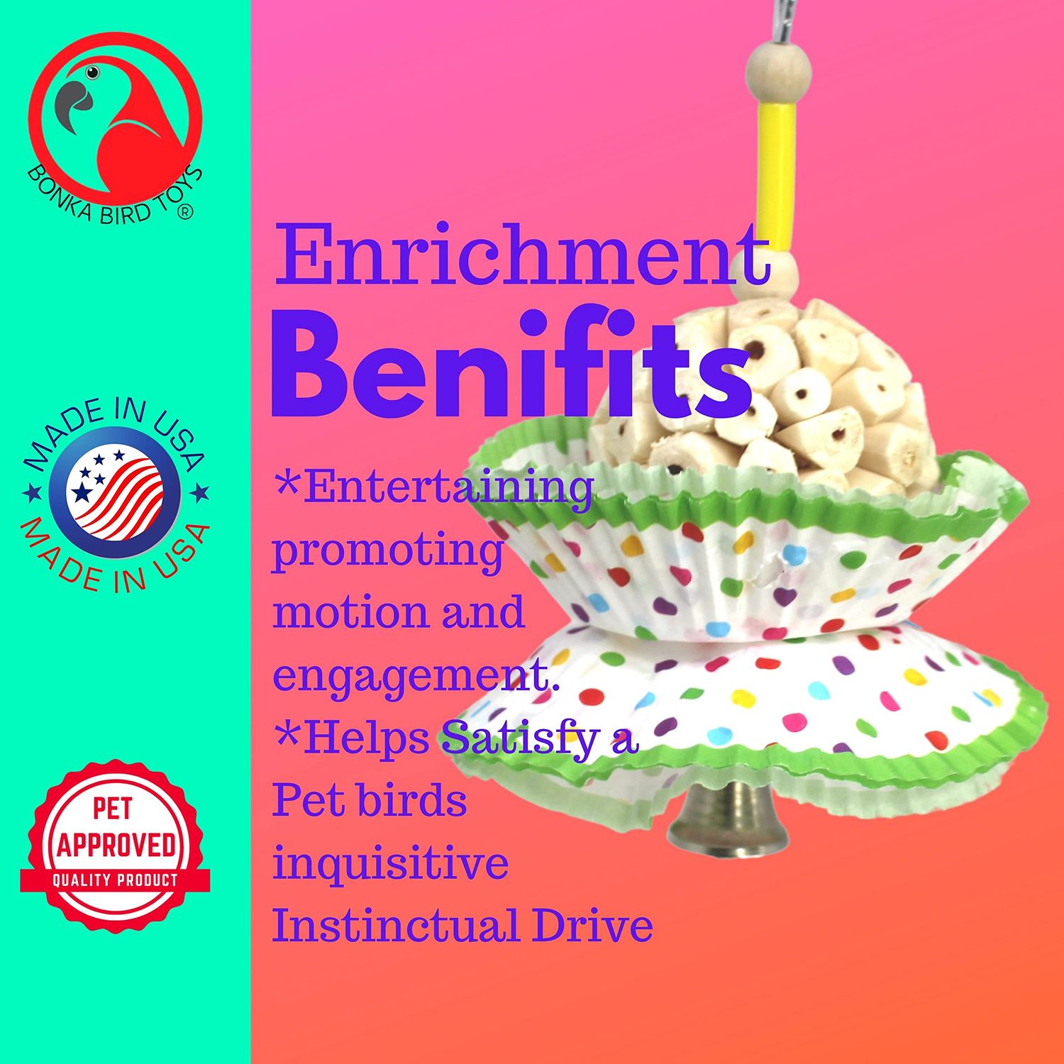 Bonka Bird Toys 1925 Cake Natural Sola Shred Forage Chew Treat Parrot Parrotlet Budgie Cockatiel Parakeets and Other Similar Birds