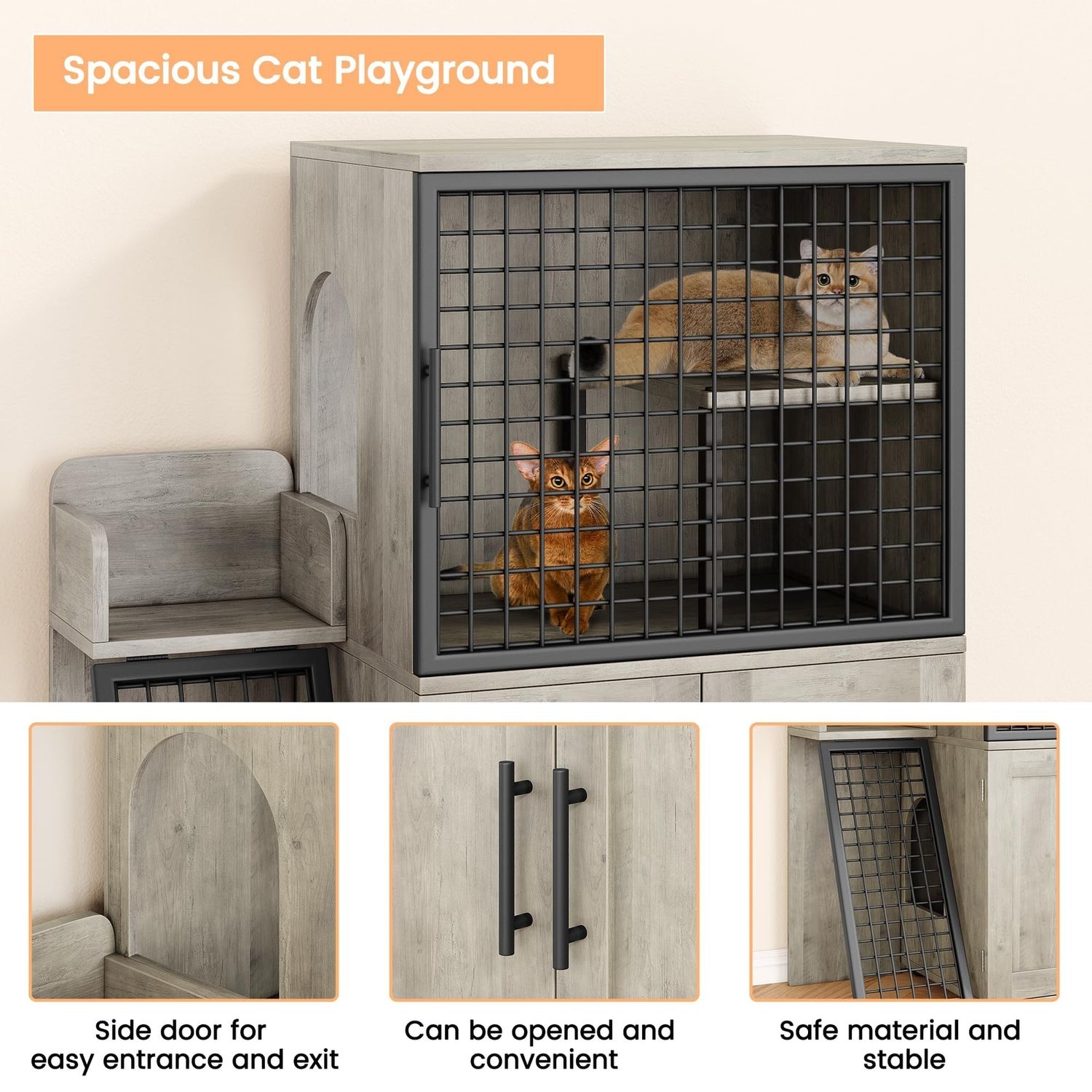 Cat Litter Box Enclosure ,Indoor Hidden Cat Litter Box House Furniture w/Ladder