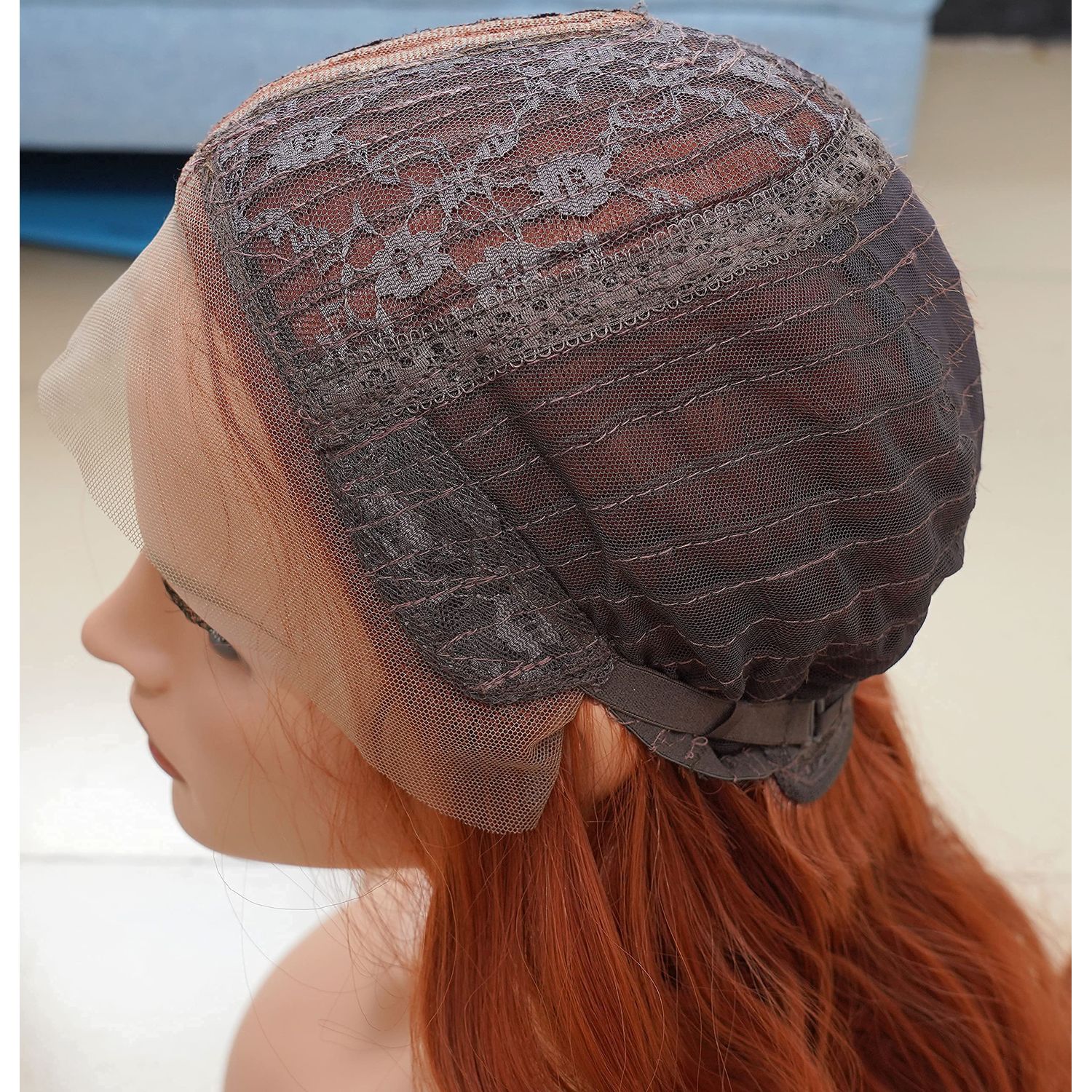 Rugelyss Fashion Glueless Auburn Copper Red 24Inch Long Natural Wavy Free Part Small Area Lace Front Wigs Heat Resistant Synthetic Hair Wig for Women (Copper Red)