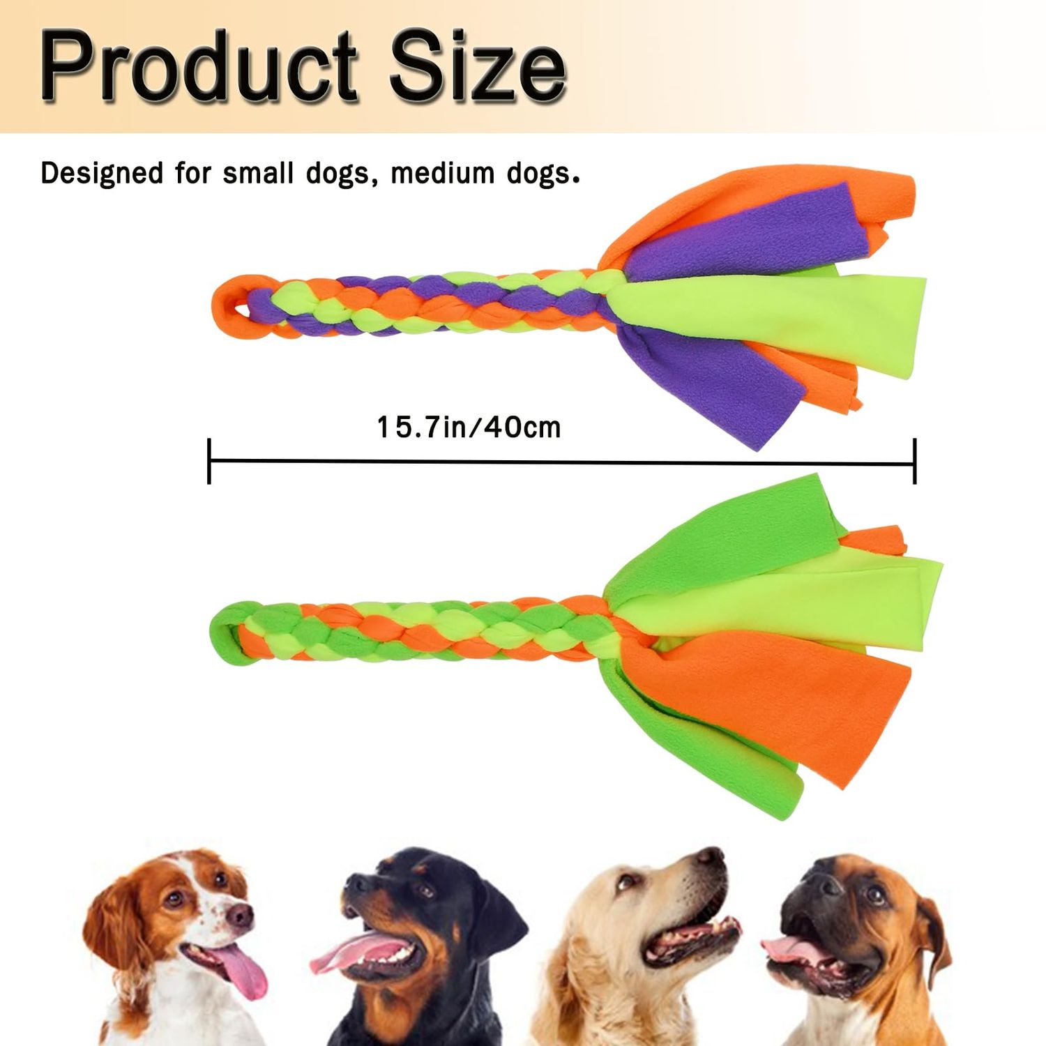 SYOOY 2 Pack Dog Fleece Rope Toy Dog Flirt Pole Replacement Toys to Chase and Tug Interactive Dog Toys with Chewing Rope Pet Braided Rope Tether Lure Toy to Outdoor Exercising Training