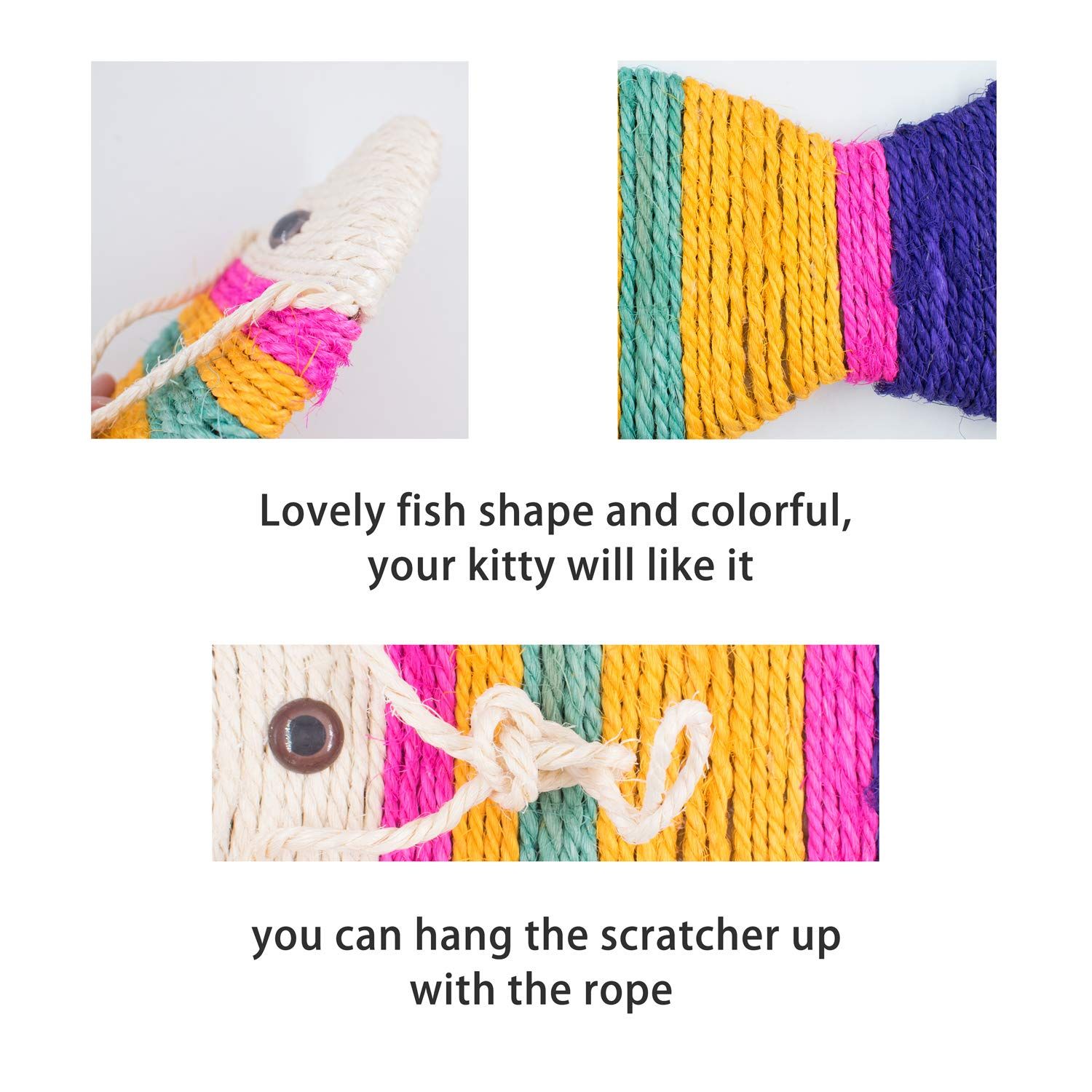 Fish Shape Sisal Cats Scratcher Cat Scratch Board Scratching Pad Colorful Play Funny Interactive Pet Toy for Kitty's Health and Good Behavior