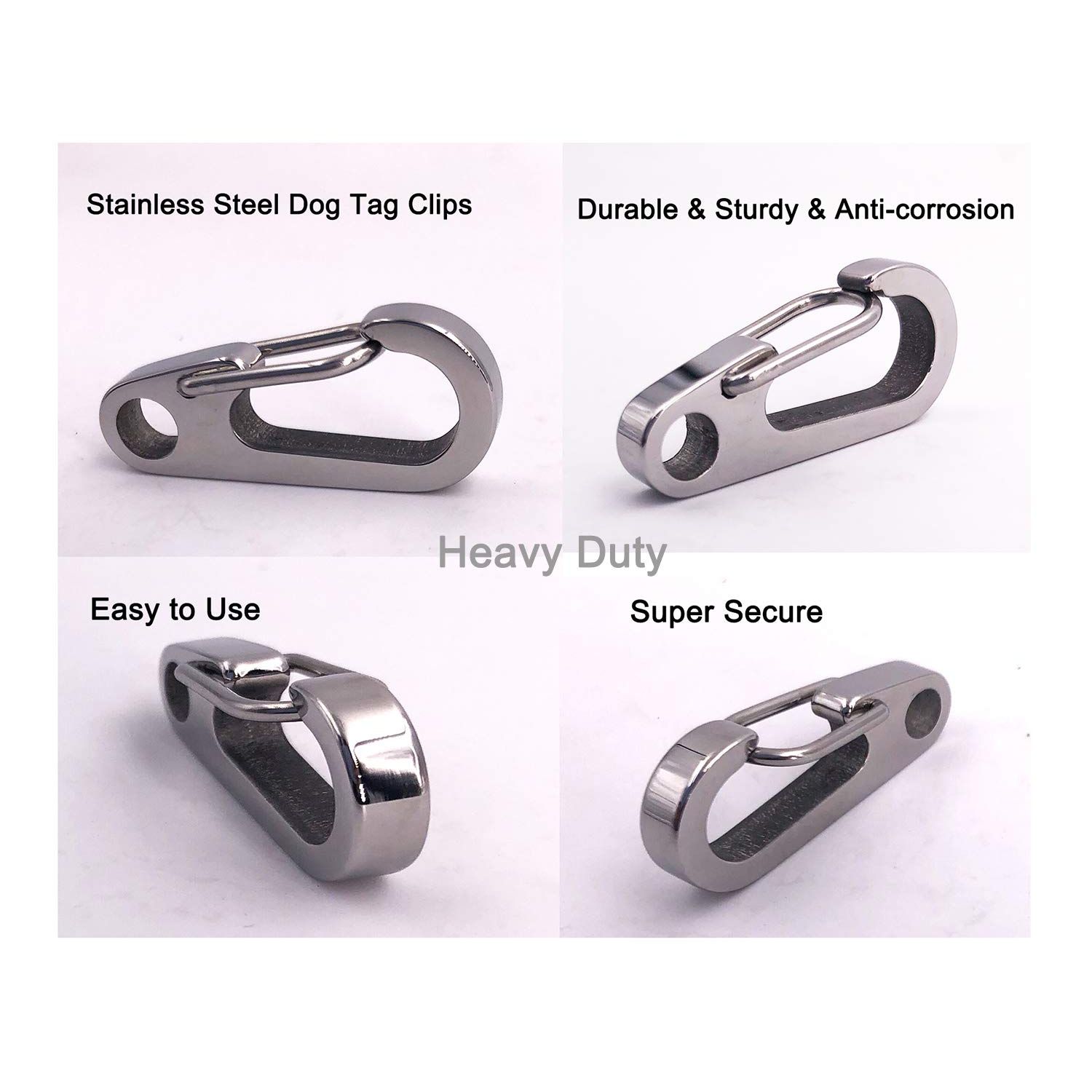Comtim 2 Pack Dog Tag Clips, Stainless Steel Heavy Duty Quick Clips Pet ID Tag Holder for Dog/Cat Collar and Harness