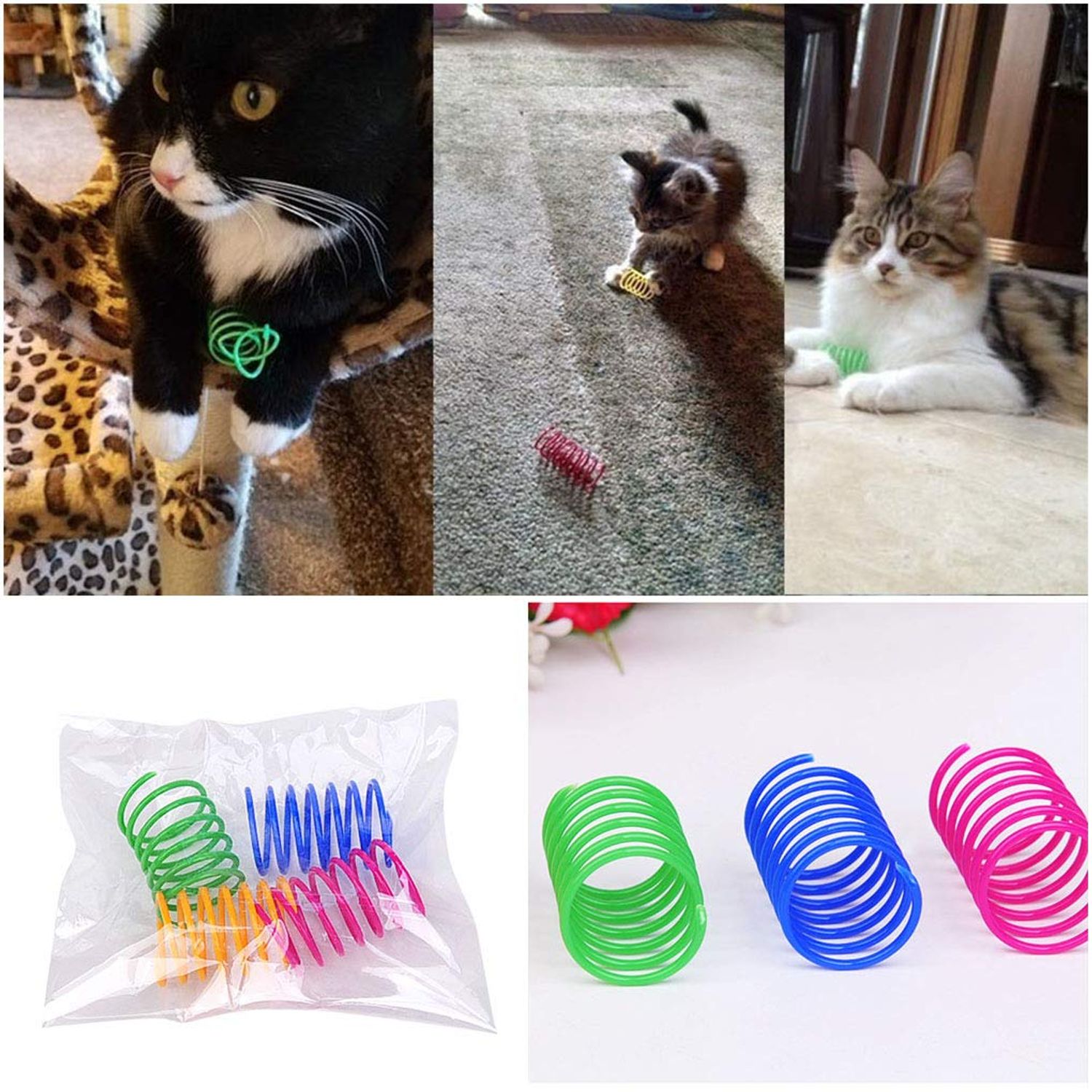 Andiker 60pcs Colorful Spiral Springs Creative and Interactive Cat Toys for Indoor Cats