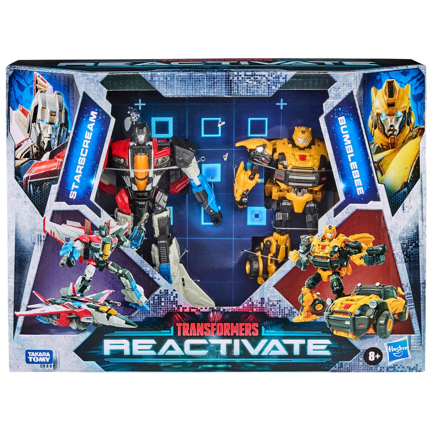 Transformers: Reactivate Video Game-Inspired Bumblebee and Starscream 2-Pack, 6.5-inch Converting Action Figures, 8+