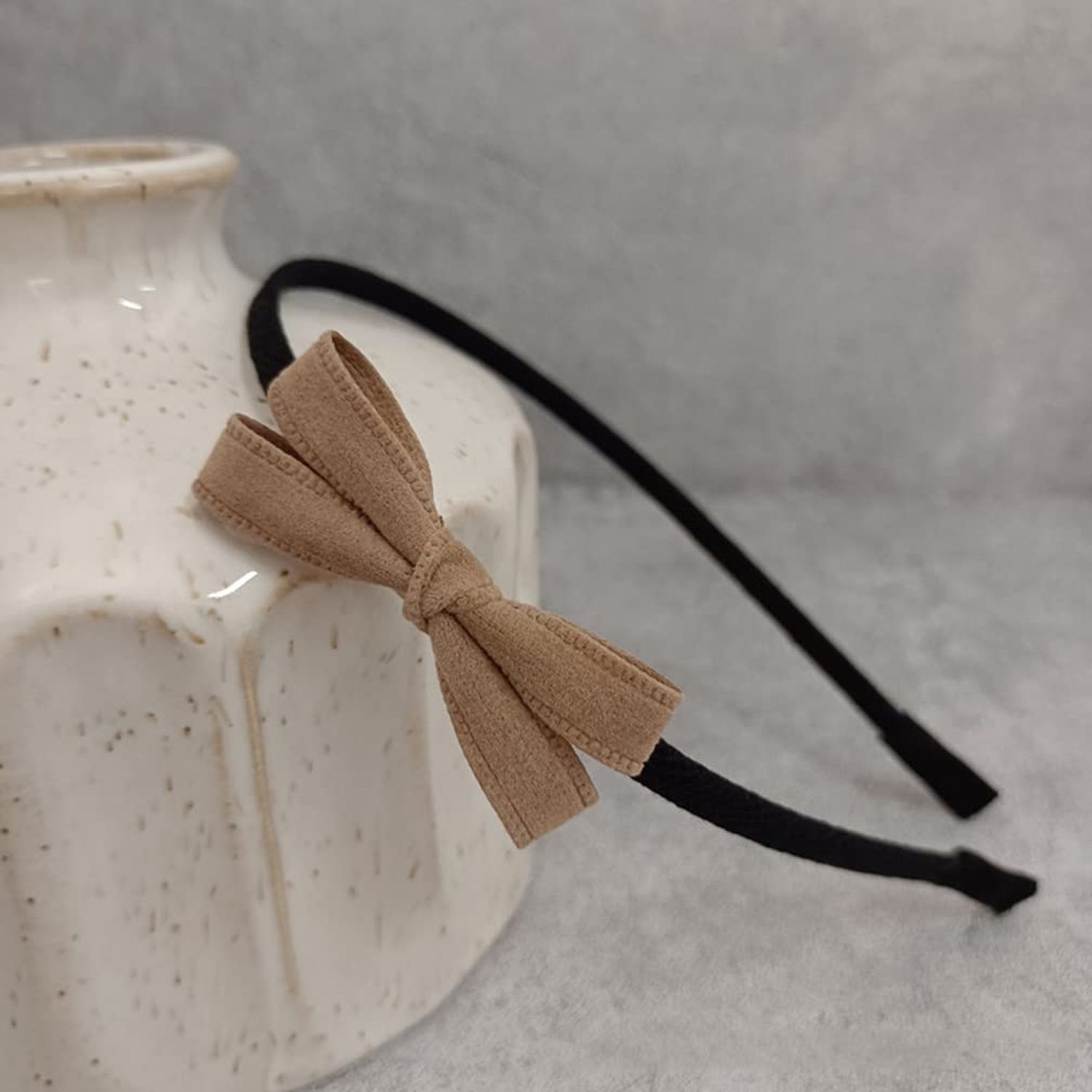 Khaki Small Bow Thin Hair Hoop for Women Girl Party Festival Headband Hair Accessories