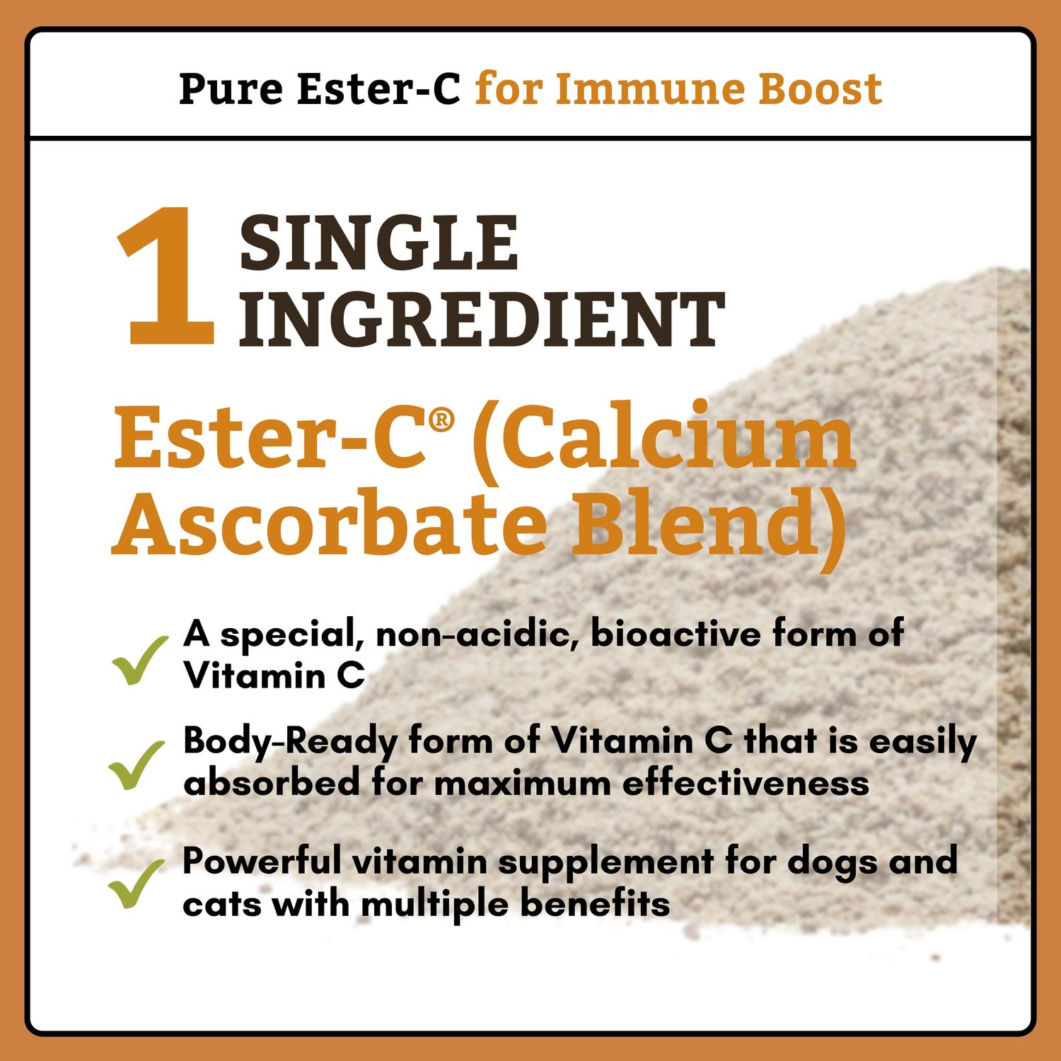 Wholistic Pet Organics Pure Ester-C Powder for Dogs & Cats - 4 Oz - Vitamin C Supplement for Immune Support, Skin & Coat Health, & Allergy Relief - Dog Vitamin Powder for Itchy Skin & Homemade Food