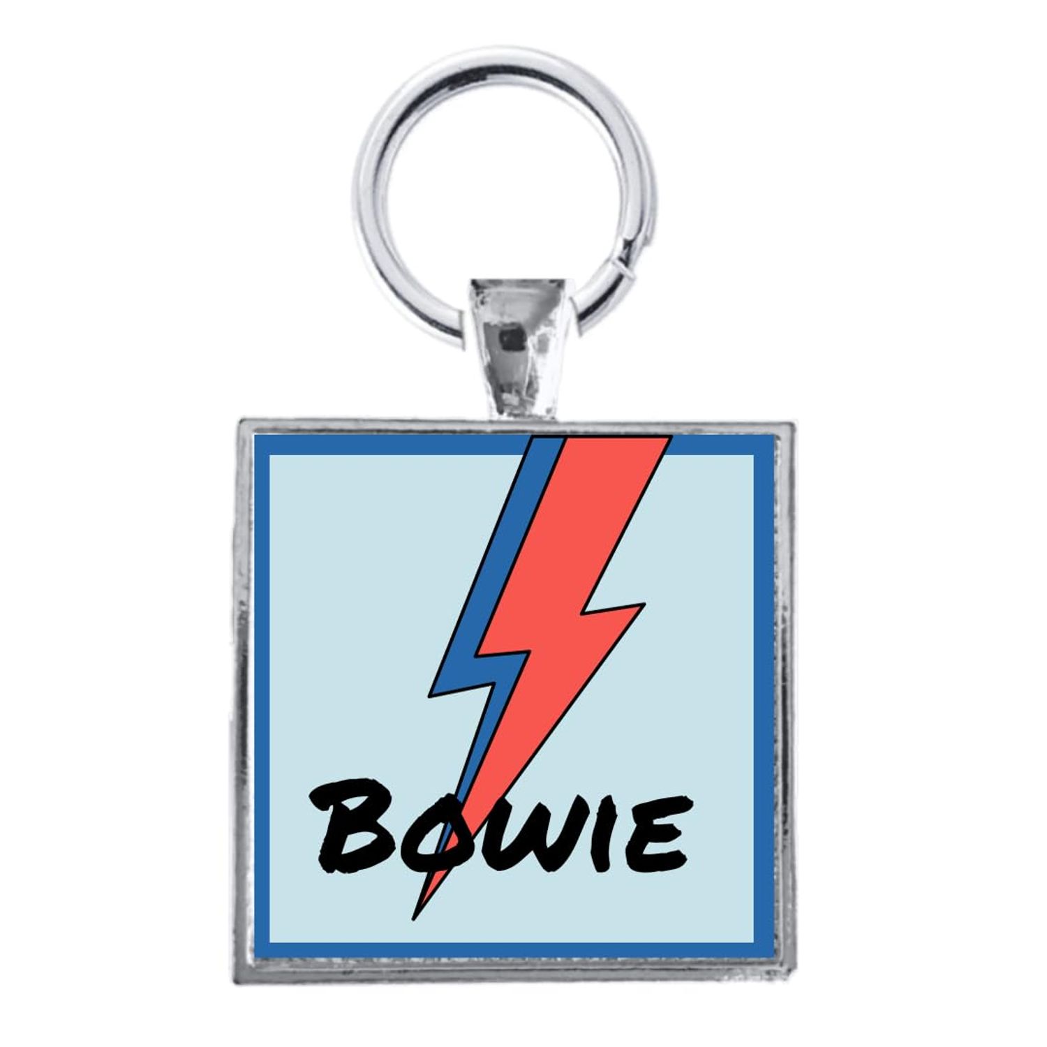 Bowie Lightning Bolt Personalized Square Pet ID Tag for Dogs and Cats
