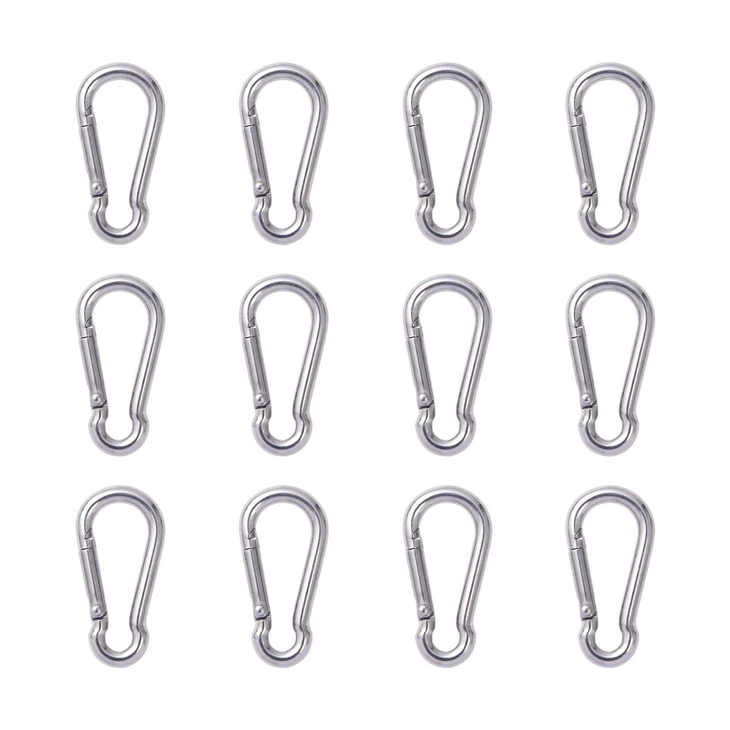 12 Pcs Small Carabiner Clip - Stainless Steel Spring Snap Hook for Bird Feeders or Dog Leash & Harness, Quick Link Keychain(M4,40mm, can Hold 150lbs)