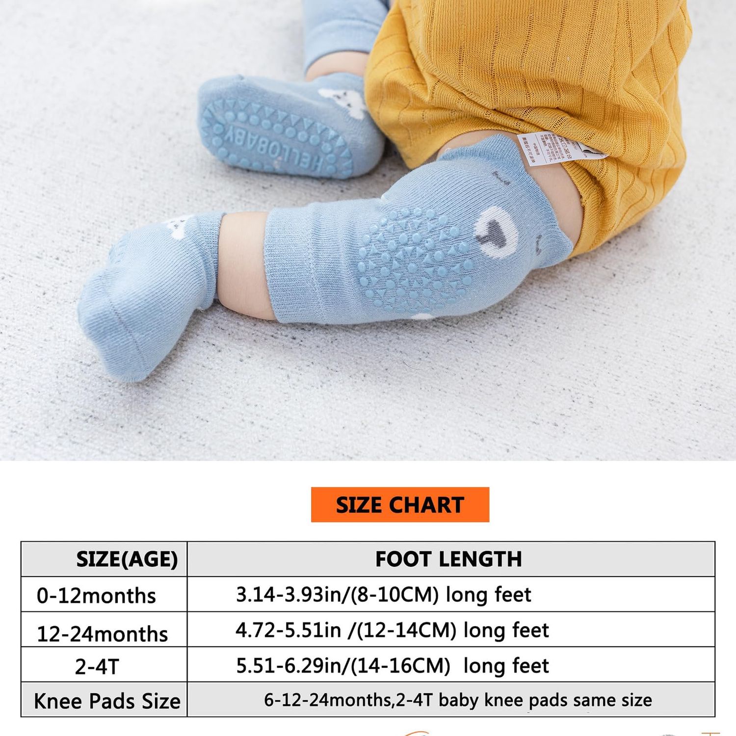 ISANPAN Unisex Baby Crawling Anti-Slip Knee Pads and Socks,Save Baby Knee and Ankle (Color B, 6-12 Months)