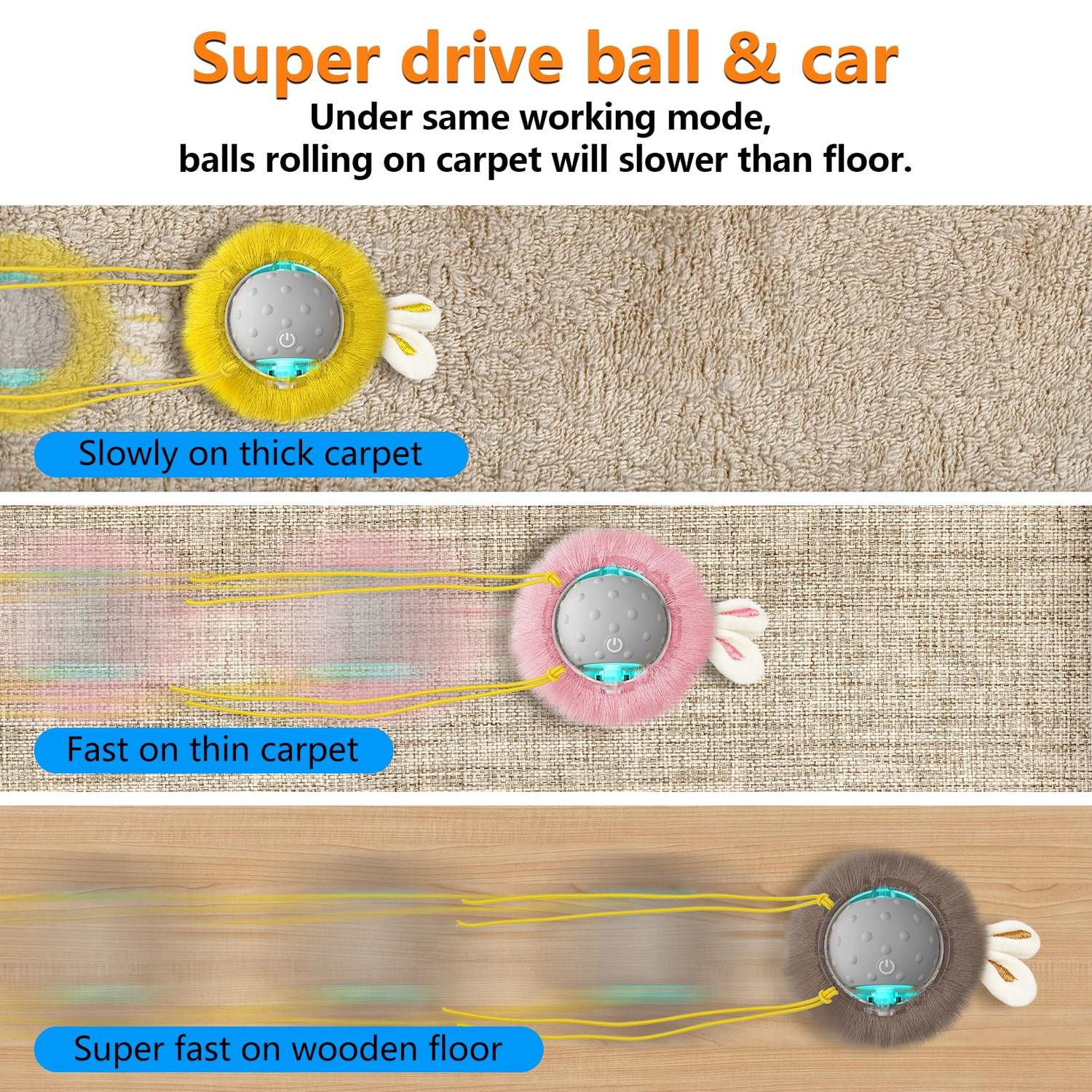 BENTOPAL Interactive Cat Toys Ball Paw Activated, Super Power Cat Exercise Toys for Indoor Cats (Grey)