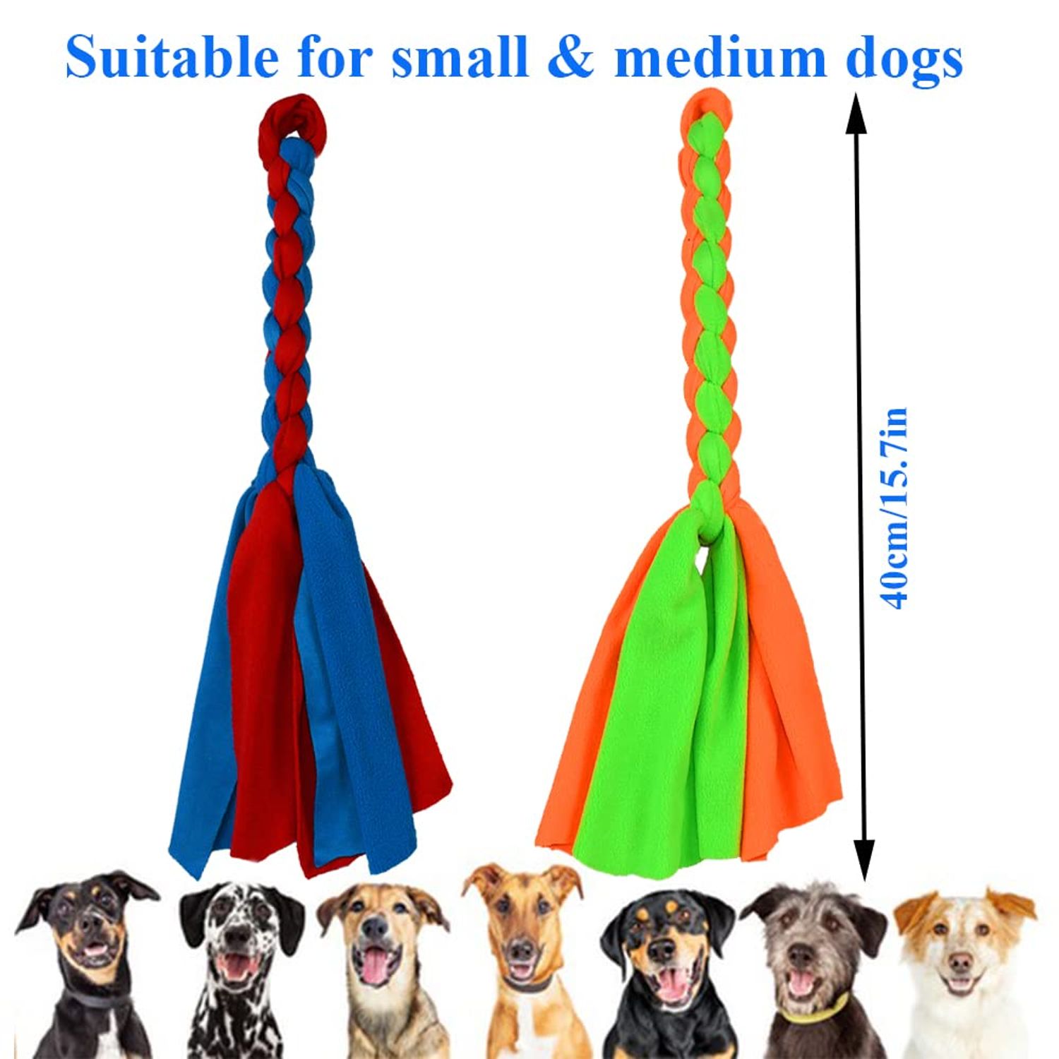 ASOCEA 2 Pack Dog Fleece Rope Toy for Dog Chase and Tug Pet Interactive Cotton Chew Toy Dog Tether Lure Toy Dog Flirt Pole Replacement Toys to Outdoor Exercise & Training for Small Medium Dogs