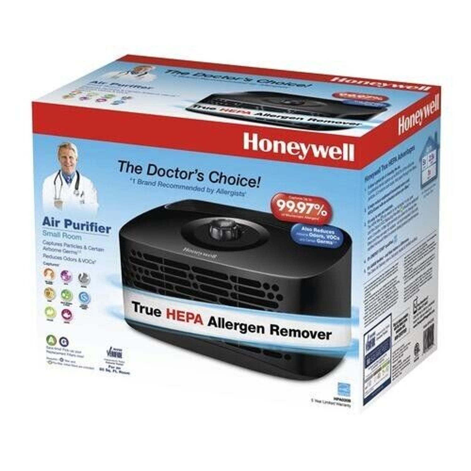80Sq Ft True HEPA Tabletop Air Purifier 3 Setting Dust Pollen Pet Dander Cleaner