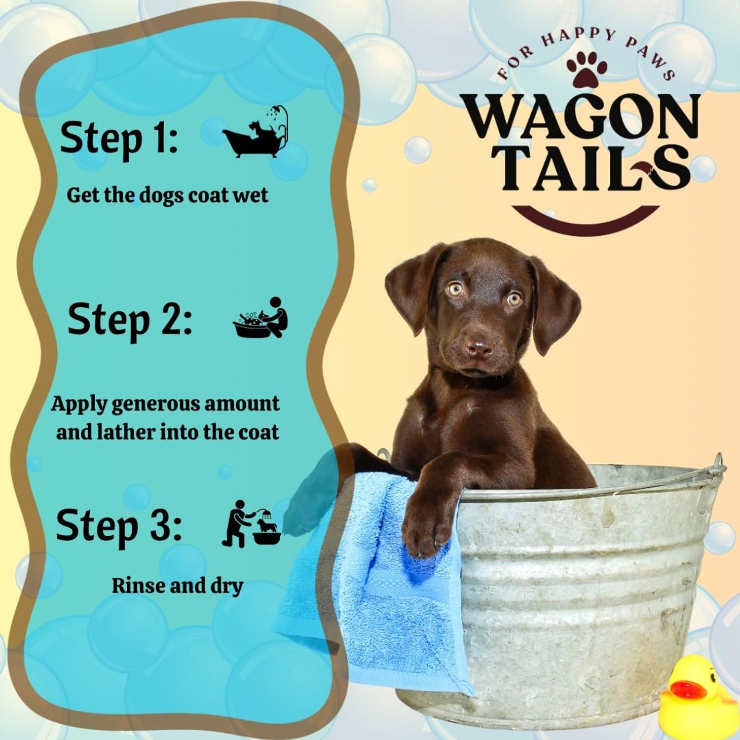Wagon Tails 5-in-1 Dog Shampoo and Conditioner | 16 Oz | All Natural, Eco-Friendly Dog Itch Relief Formula | Moisturize/Replenish with Coconut and Palm | Paraben/Sulfate Free with Aloe and Oatmeal