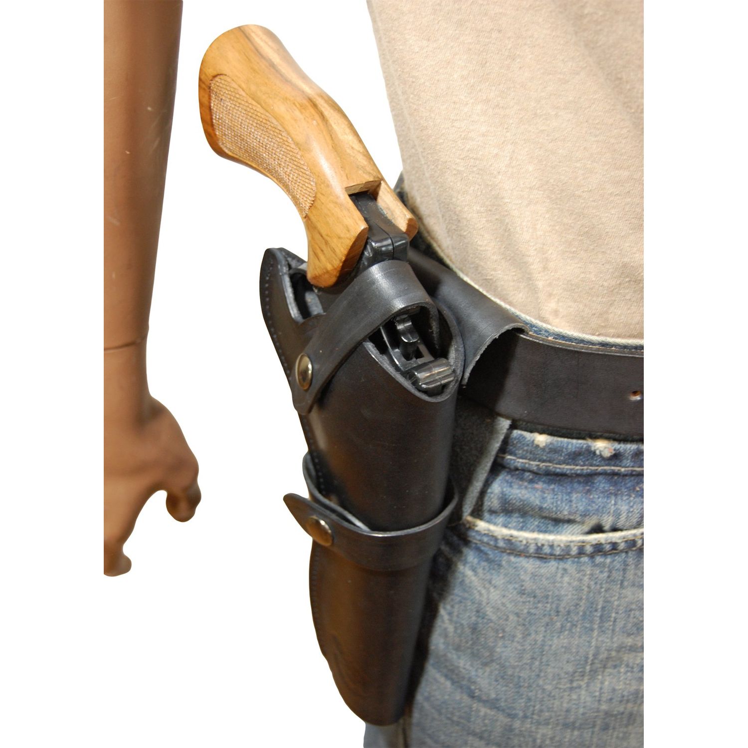 New Barsony Black Leather Western Style Gun Holster for Ruger GP100 Right