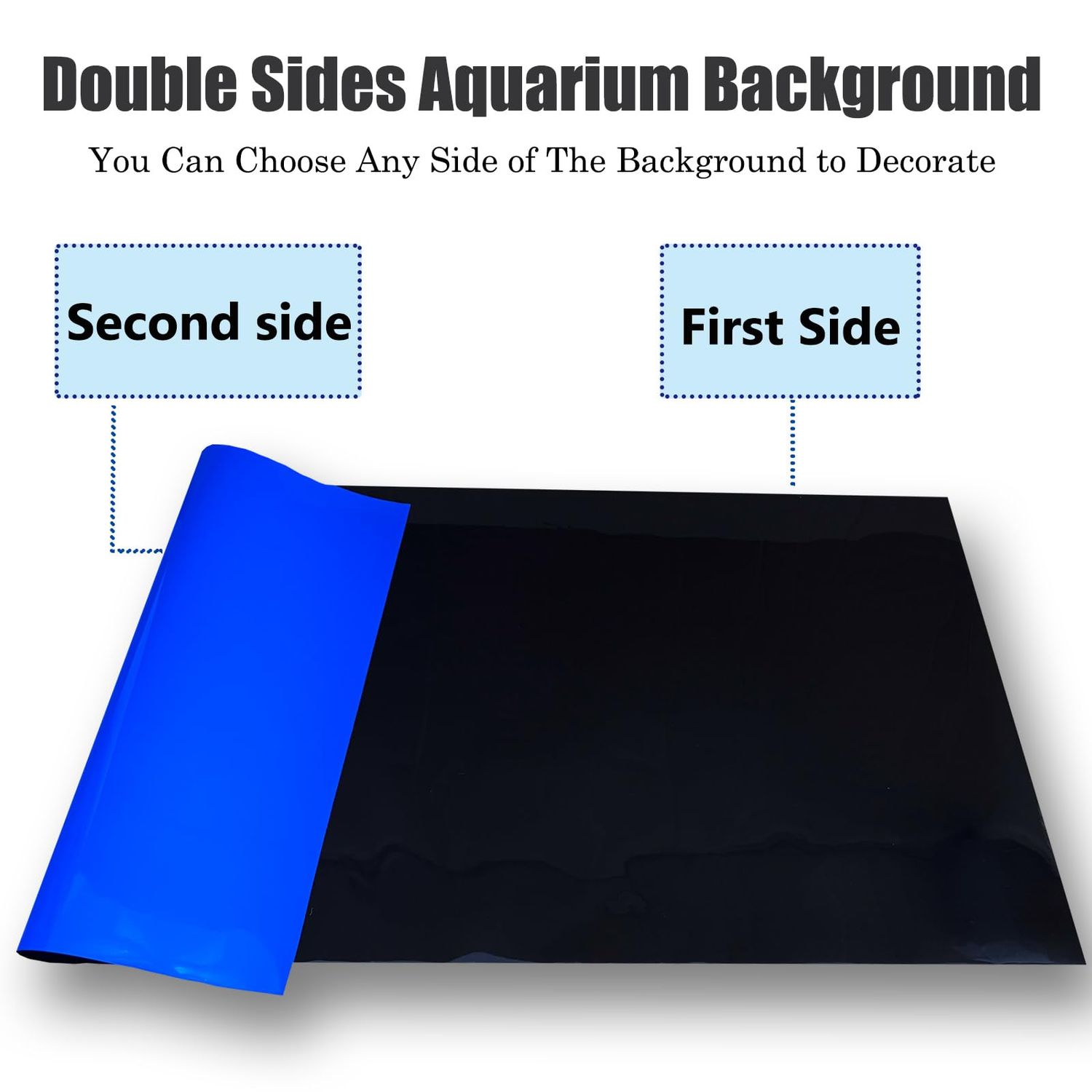 XCNO Blue Black Aquarium Background Poster Fish Tank Background Wallpaper Aquarium Backdrop Double-Sided Fish Tank Decorations Paper 12"x 33"