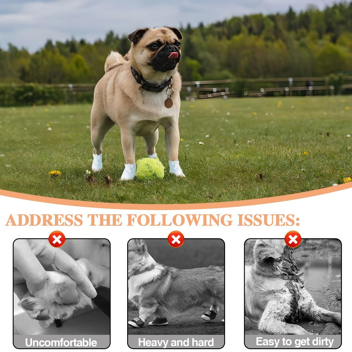 40 Pcs Disposable Dog Boots for Paw Protection with Adjustable Self-Adhesive Bandage, 6.3 * 3.14in Waterproof Dog Foot Covers for Dog