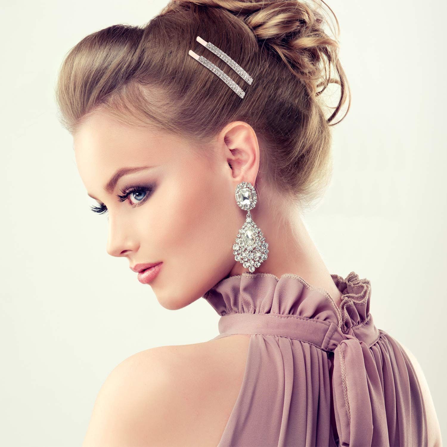 16 Pieces Rhinestone Crystal Bobby Pins Double Row Rhinestone Hair Barrette Clip Metal Hair Pins for Women Girls