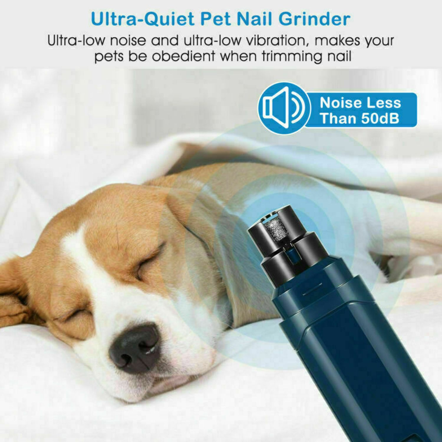 Dog Nail Grinder Upgraded 2 Speeds Quiet Electric Rechargeable Pet Nail Trimmer