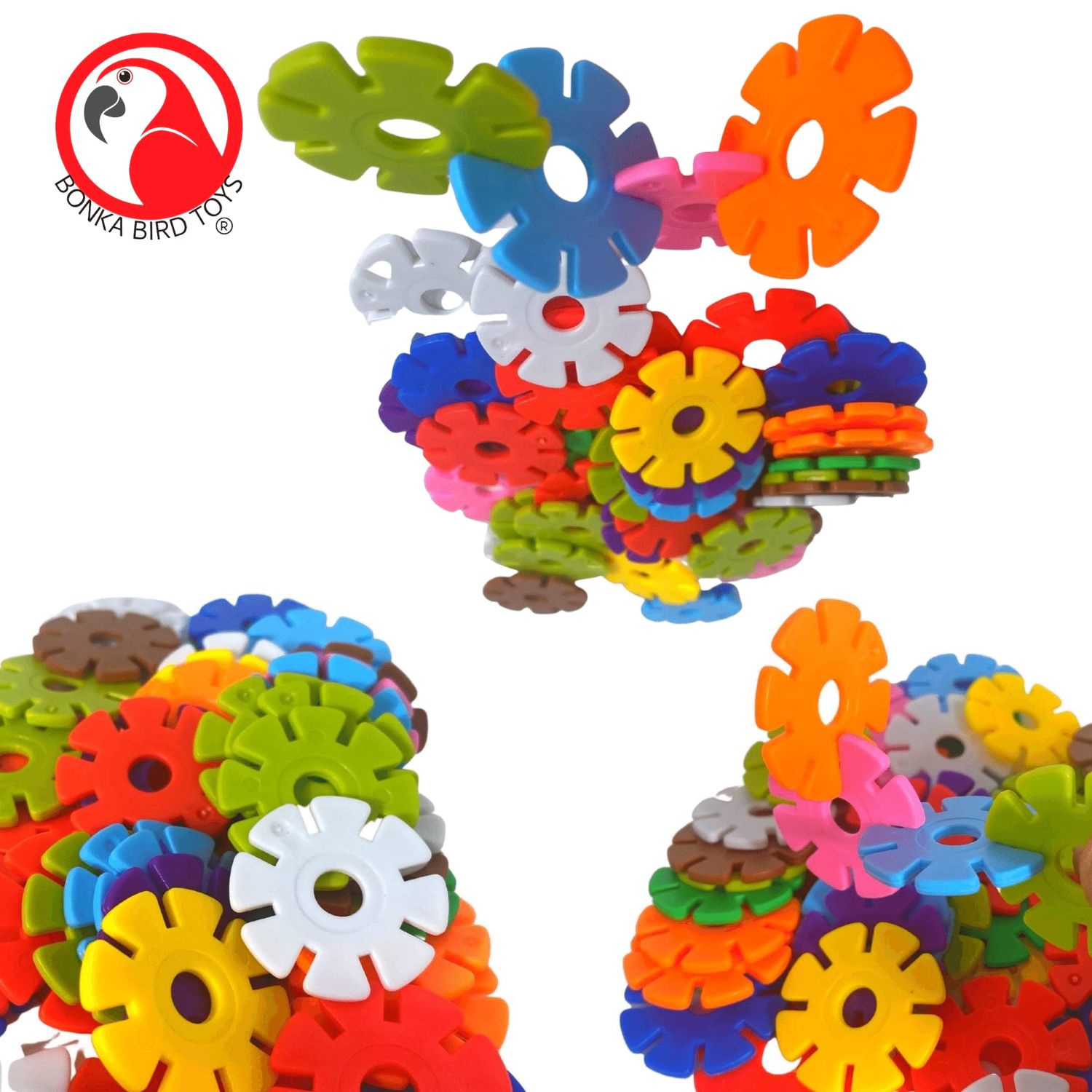 Bonka Bird Toys 3839 Round Snowflakes Bird Toys, Pack 50, 1" Diameter
