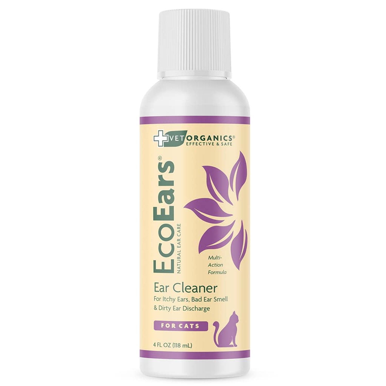 Vet Organics EcoEars Cat Ear Cleaner. Natural Multi-Action Formula. for Itch, Head Shaking, Discharge & Smell. Naturally Cleanses Away Common Problems. 100% Guaranteed (4 oz)