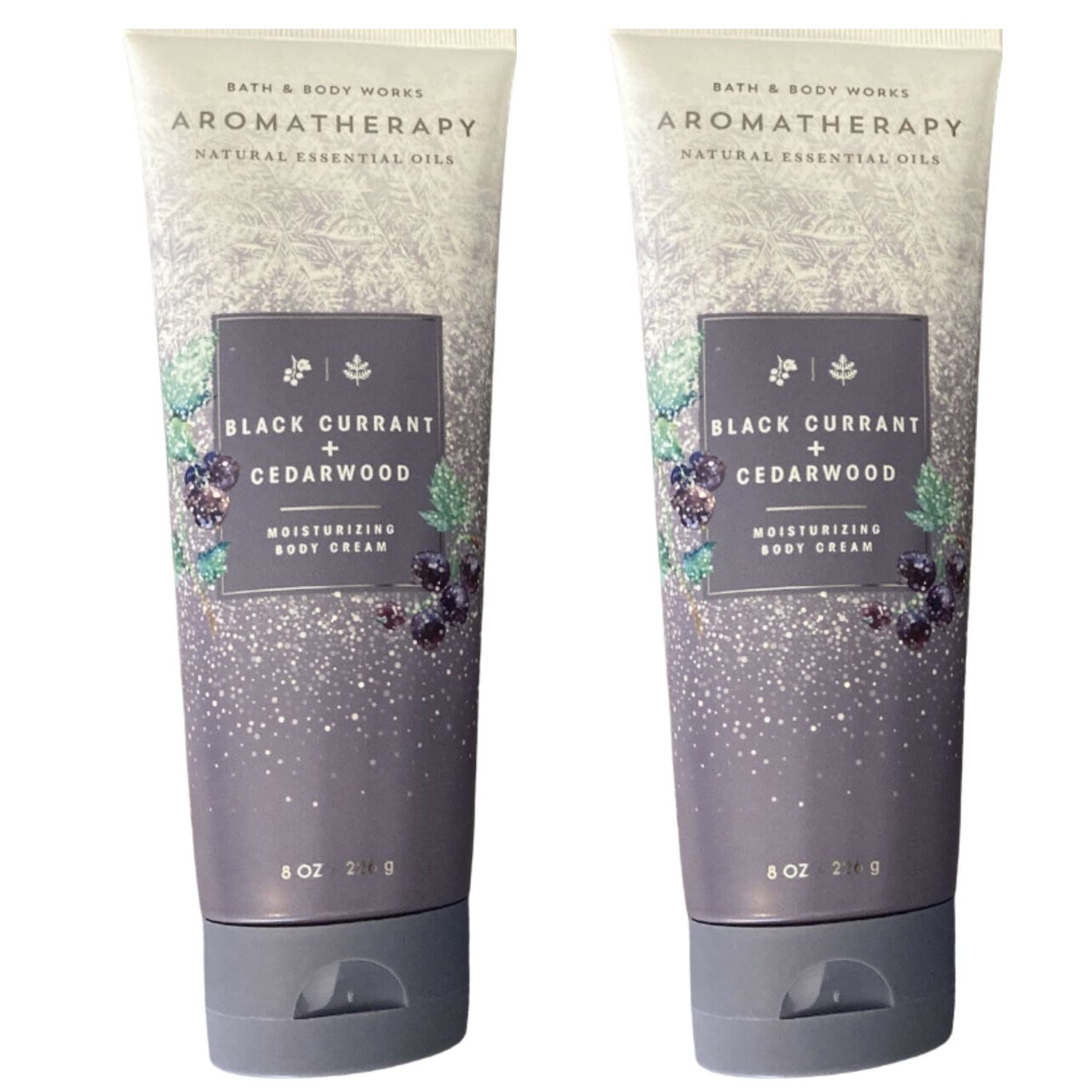 Bath and Body Works Gift Set of of 2 - 8 oz Body Cream - (Aromatherapy Black Currant & Cedarwood) Multicolor