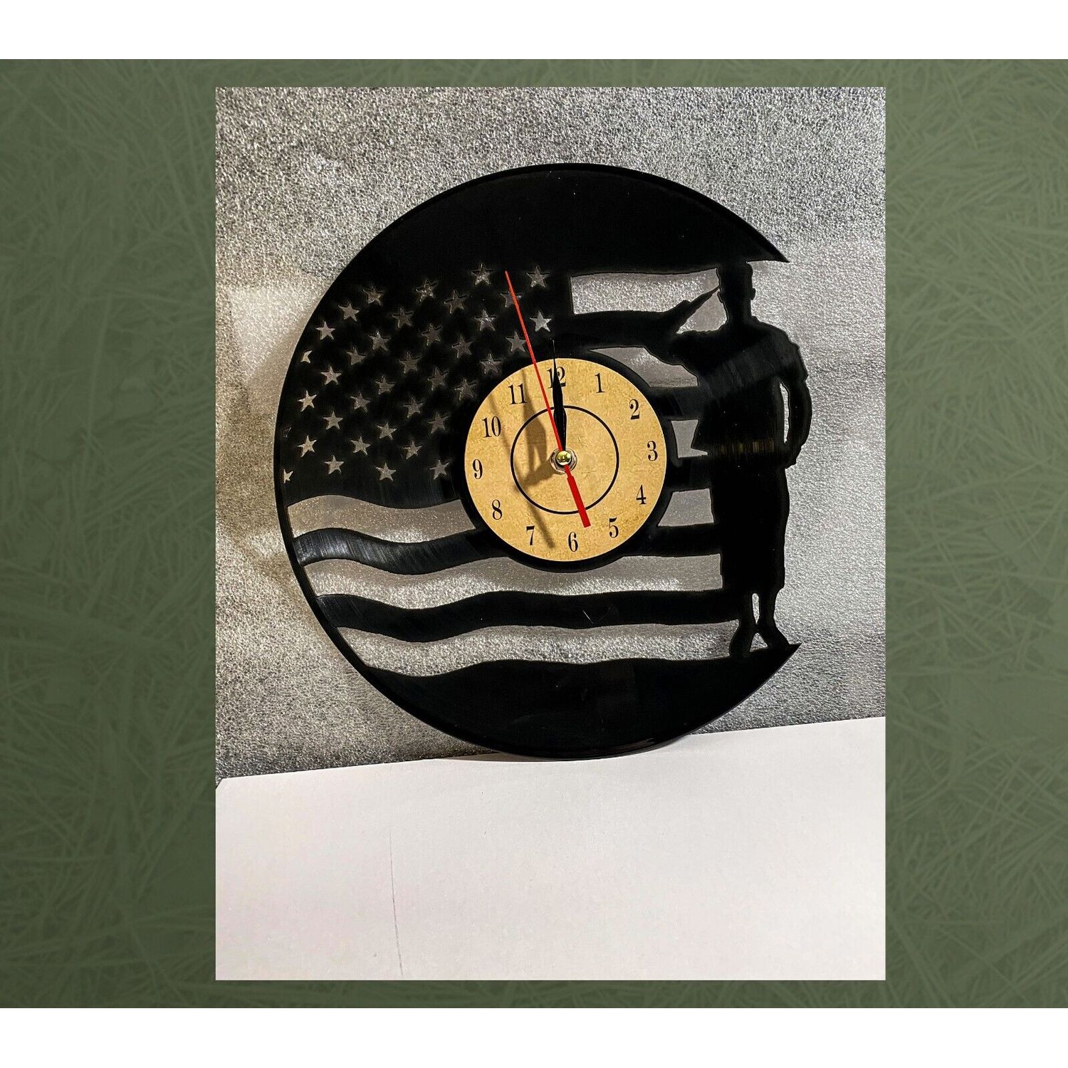 Saluting Soldier 12" Vinyl Record Wall Clock