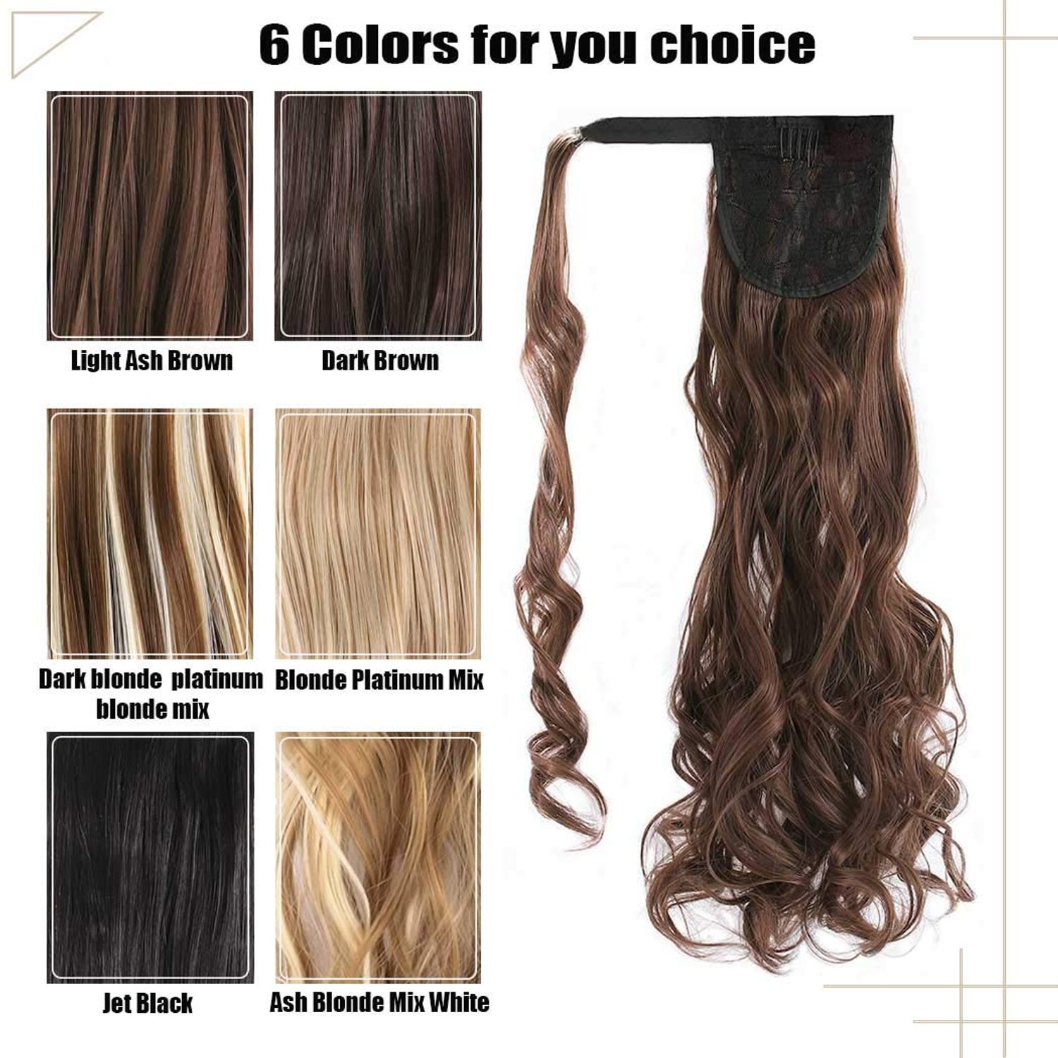 Gangel Ponytail Extension Curly Wavy Pony Tails Wrap Around Hairpiece Claw Synbthetic Clip in Hair Extensions Magic Paste Hair Wraps Hair Pony Tail for Women and girls(Pack of 1)Light Ash Brown(4-30)