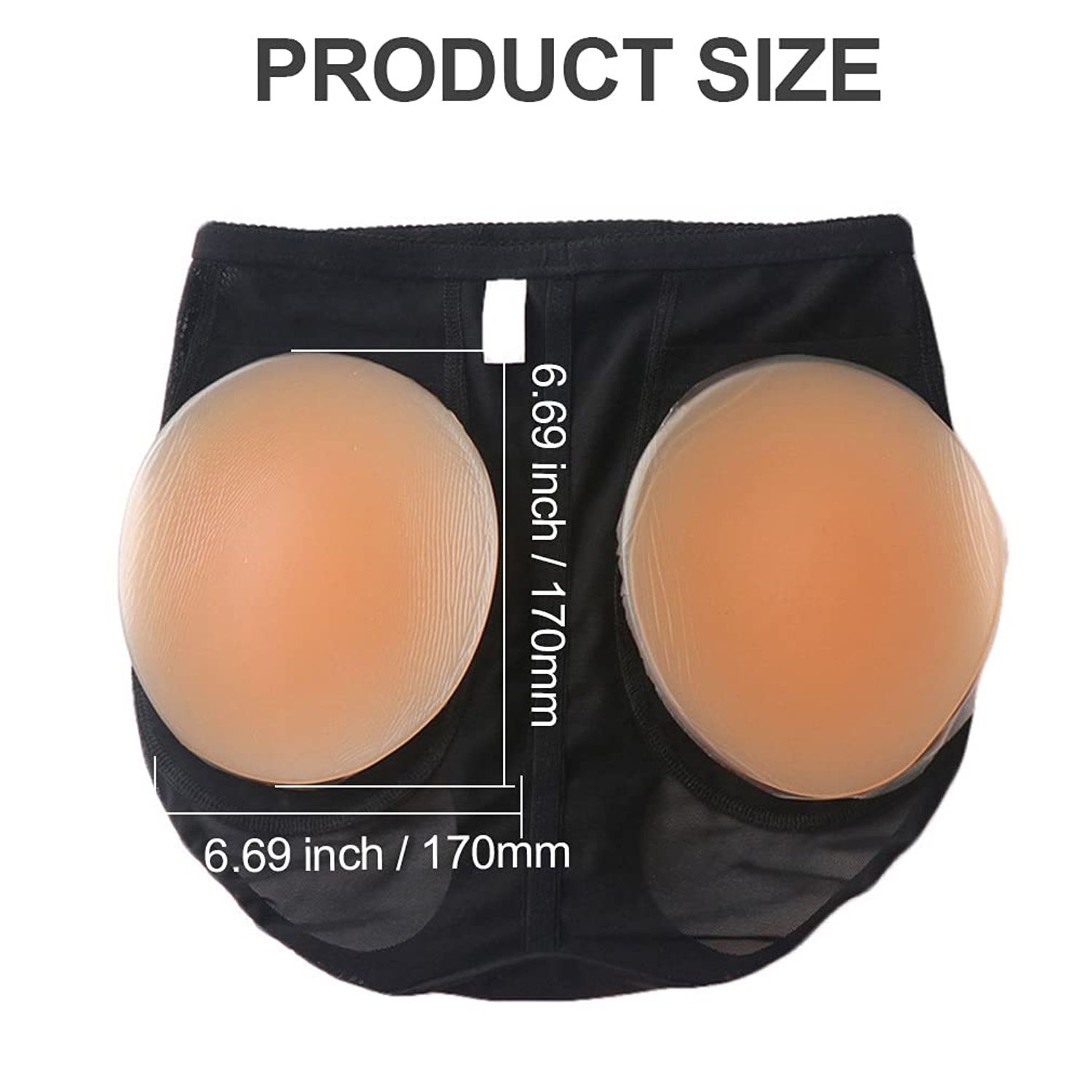 AFLIFLI 1-Pair Silicone Butt Pads, Portable Fake Hip Pads, Butt Lifter Enhancer & Padded Inserts Padding for Women Shapewear Control Panties Big Butt Peach