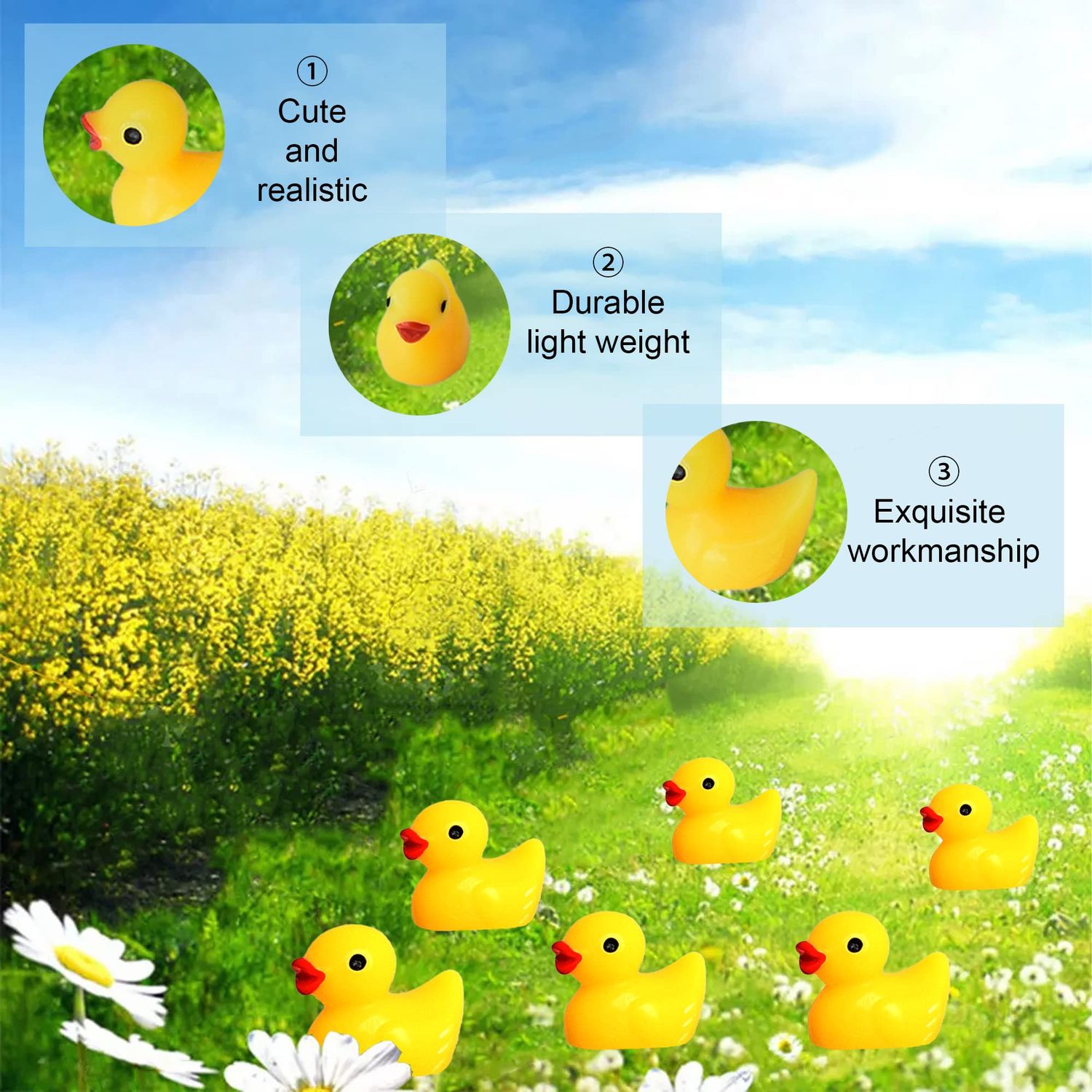 Tindobewan 100 PCS Tiny Ducks Mini Resin Ducks Miniature Duck Figures Ornament for Craft, Garden, Aquarium, Home Decorations（Yellow）