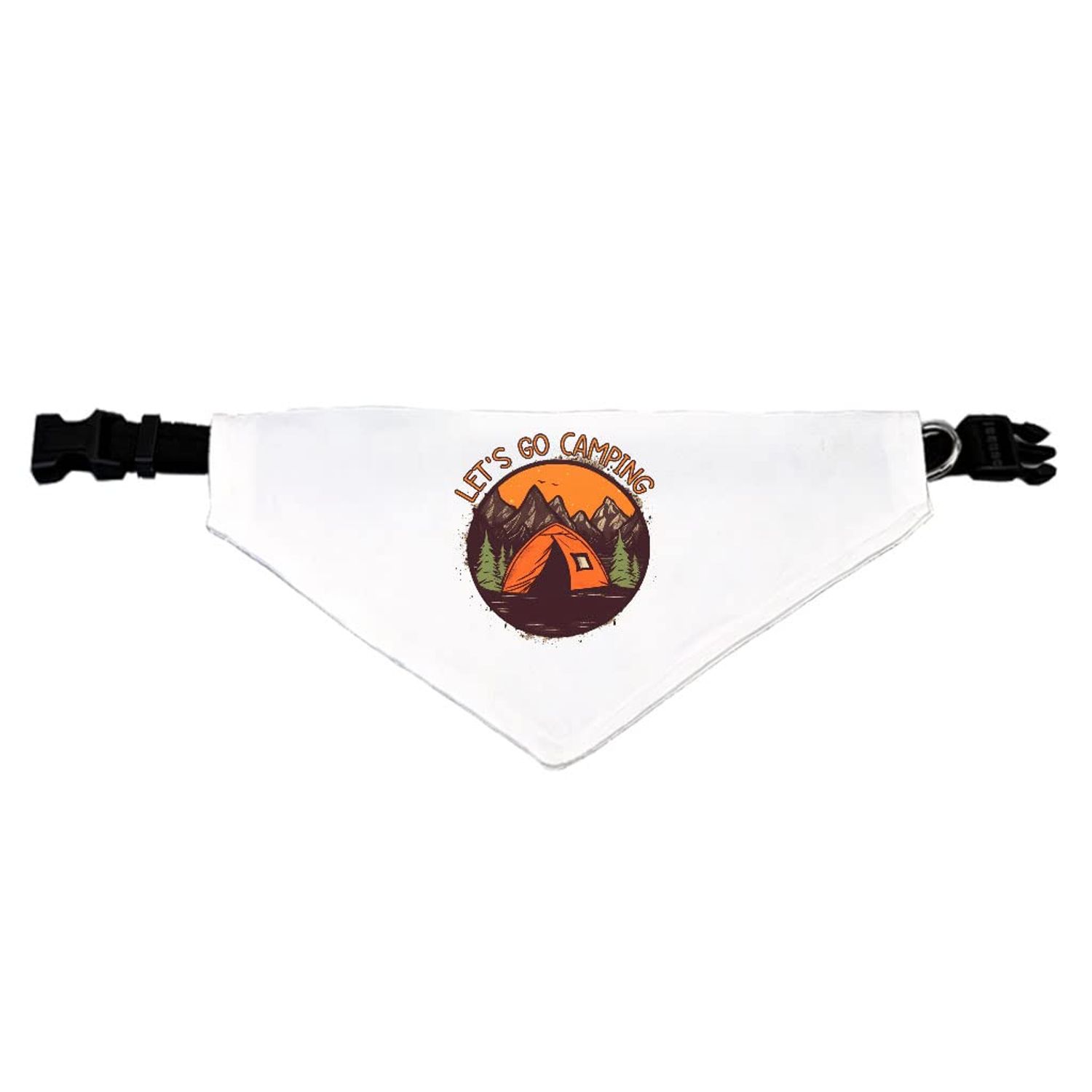 Let's Go Camping Pet Bandana Collar - Tent Scarf Collar - Camping Dog Bandana - L