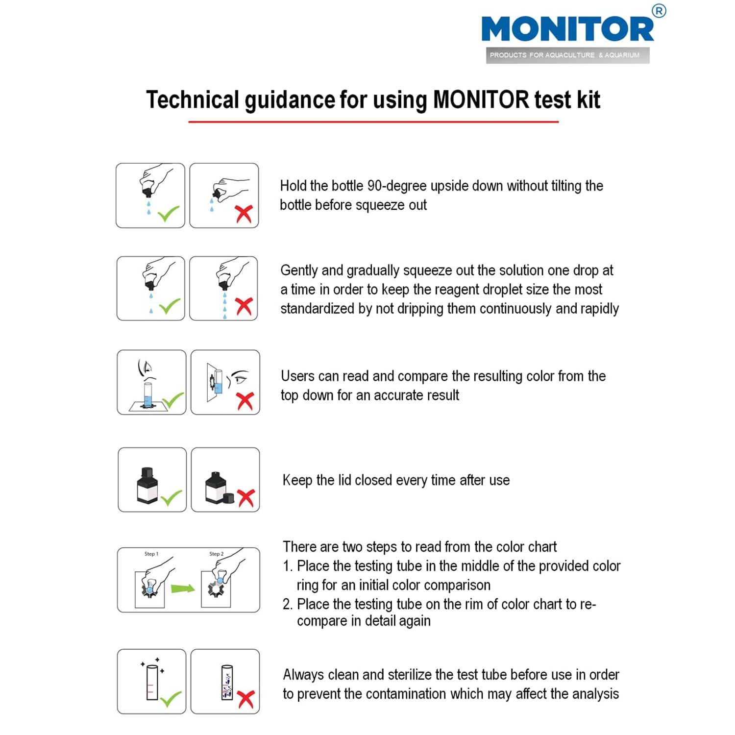 Monitor Chlorine Test KIT (250 Tests) - Monitor Aquarium and aquaculture Water Quality