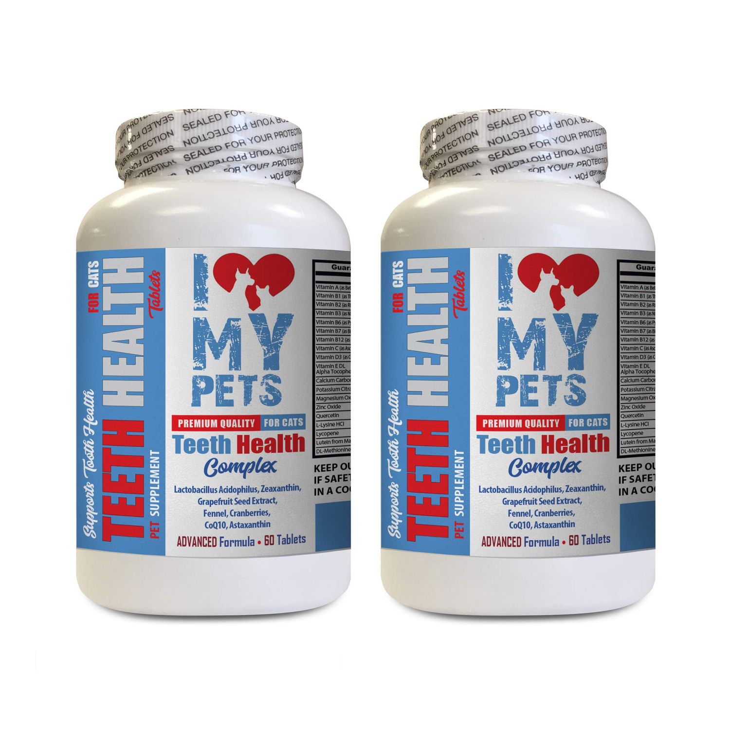 I LOVE MY PETS LLC cat Teeth Cleaning Treats - CAT Teeth Health Complex - Advanced Care Formula - Minerals for Cats - 120 Treats (2 Bottles)