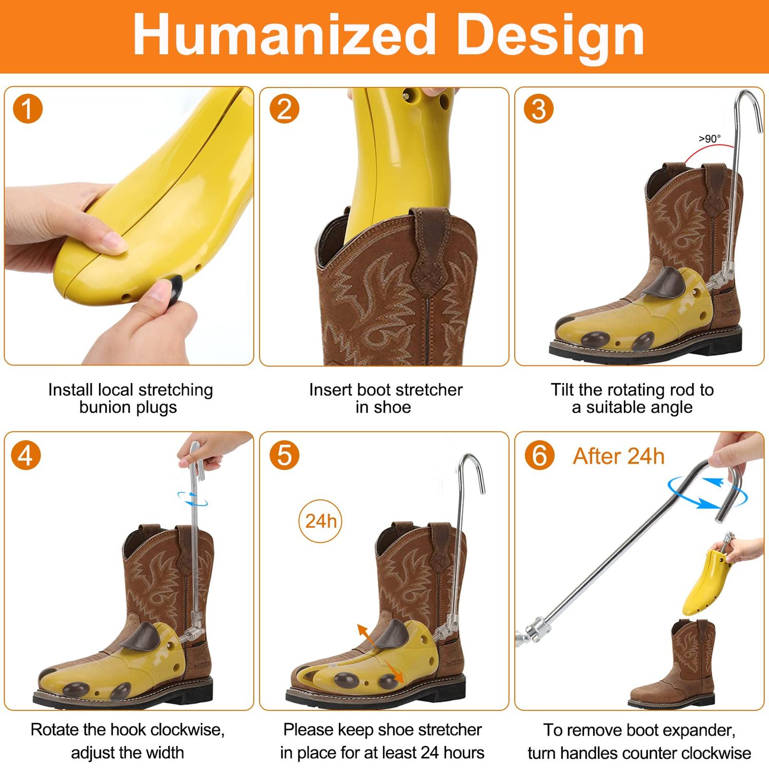 Exshoiu Shoe Boot Stretcher for Cowboy Boots, Shoe Boot Expander for Wide Feet, Pair of Boot Widener Stretcher for Men