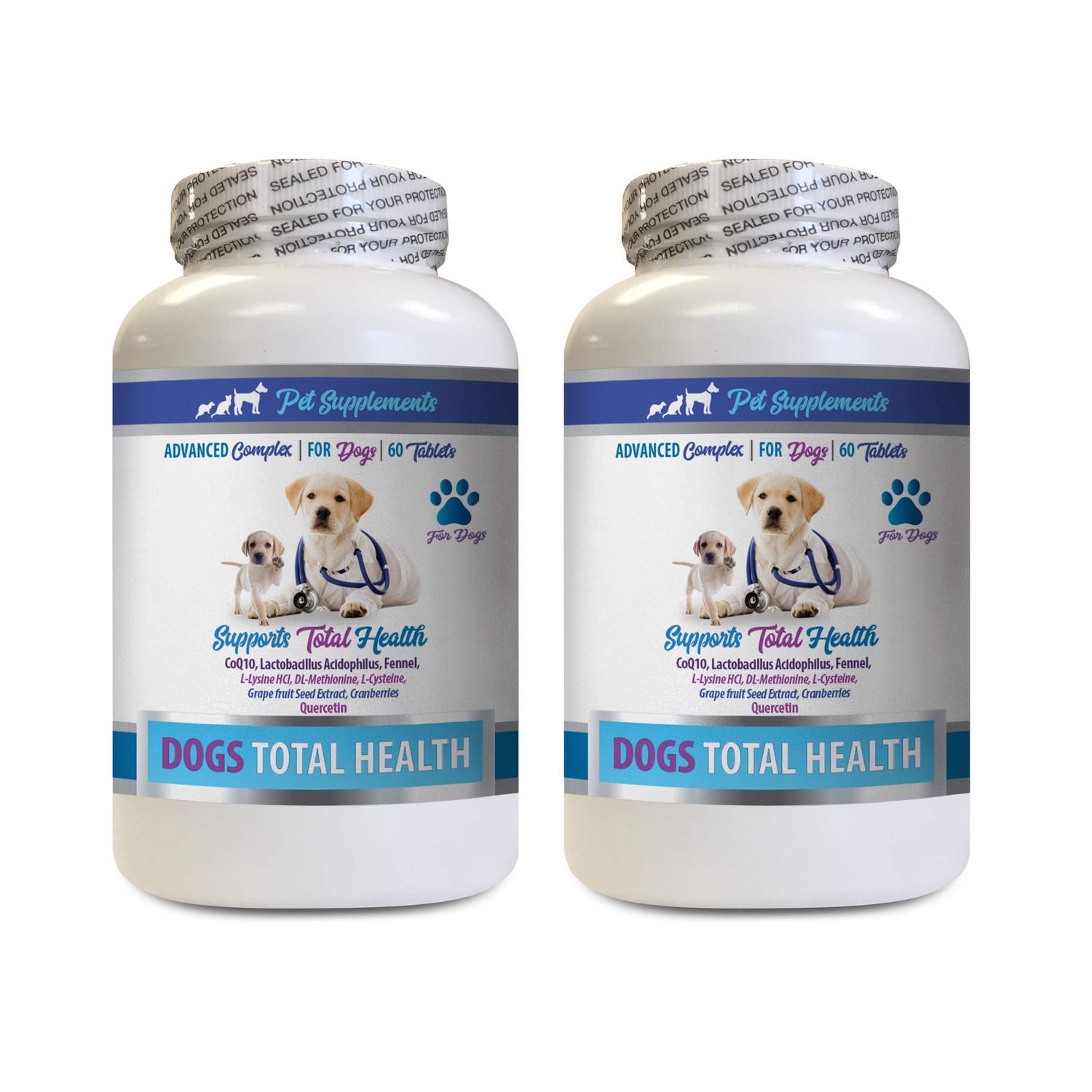 PET SUPPLEMENTS Dog Hair Supplement - Dog Total Health Complex - Eye Teeth Hair Joint Support - Advanced - Dog Vitamin b6-2 Bottles (120 Tablets)