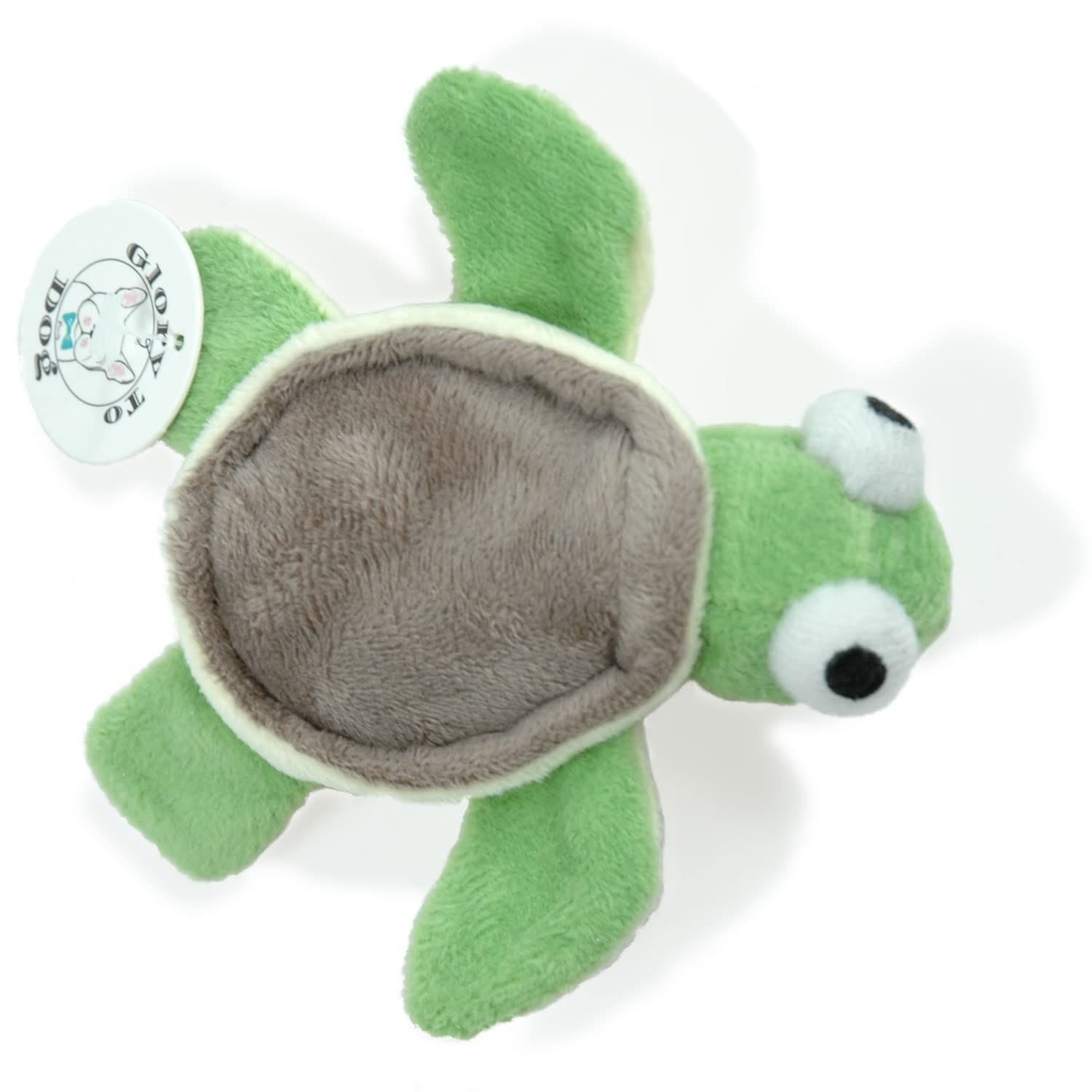 Glory To Dog TinyToy Plush Green Turtle Very Small Dog Toy for Small and Toy Breed Dogs