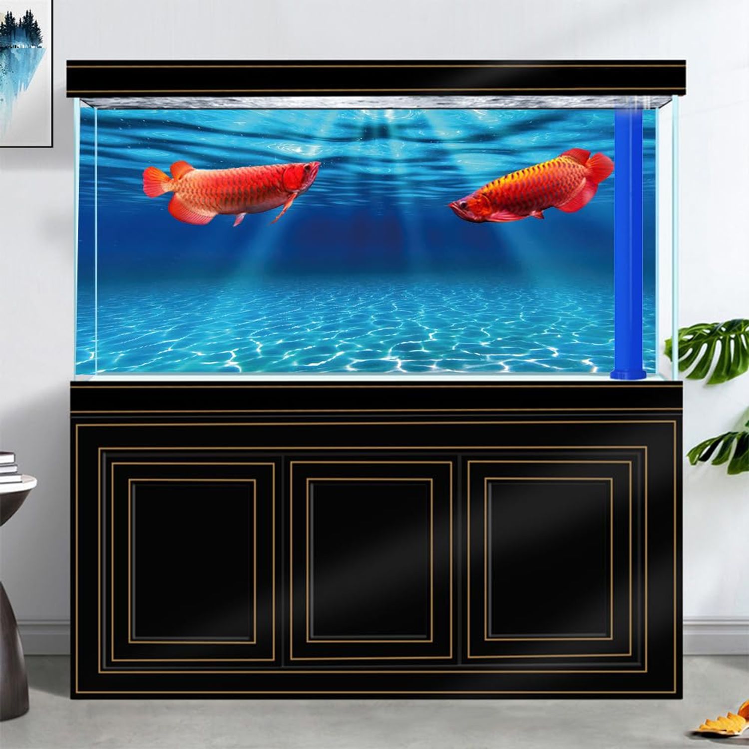 Dtekoj Natural Undersea Aquarium Background, Underwater Ocean Sunlight Fish Tank Background 48X18IN with 8 EVA Double-Sided Tape