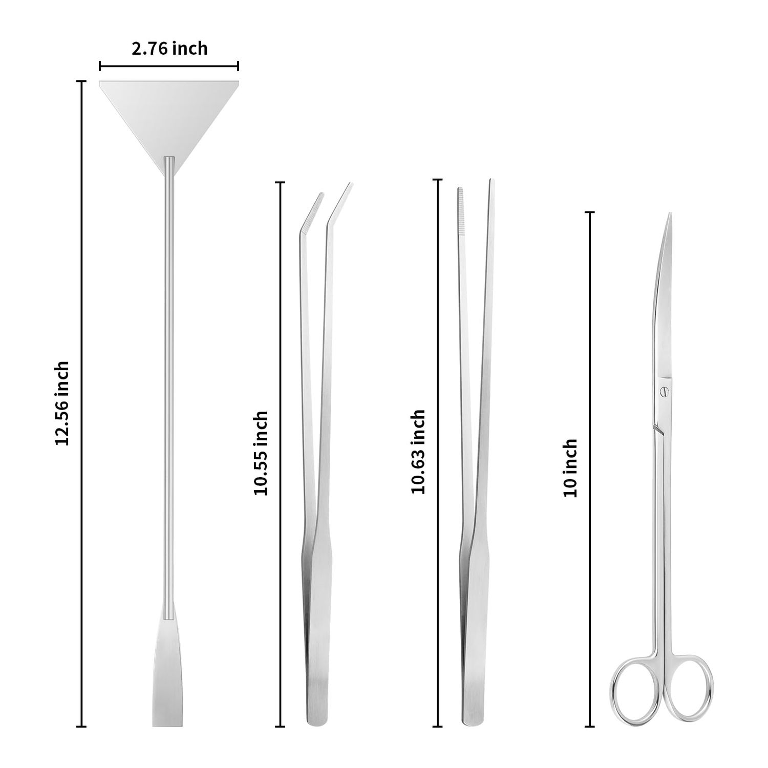 Ohtomber Aquascape Tools Aquarium Kit - 4PCS Terrarium Supplies Include Long Tweezers for Terrarium, Feeding Tongs, Aquarium Scissors, Aquarium Algae Scraper for Fish Tank Cleaning Plant Trimming