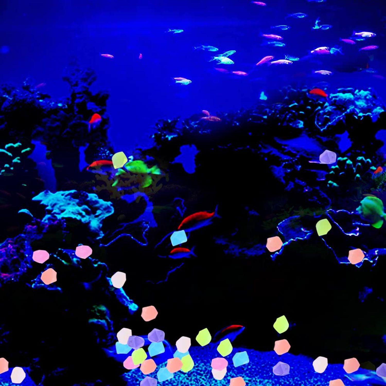 Abnaok Glow in The Dark Rocks, 600PCS Glowing Rocks for Aquarium Decoration, Outdoor Decor, Garden Lawn Yard, Walkway, Fish Tank, Pathway, Driveway